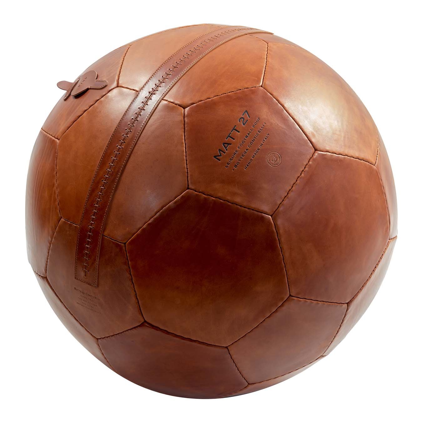 Puf grande de balón de fútbol marrón - Vista principal