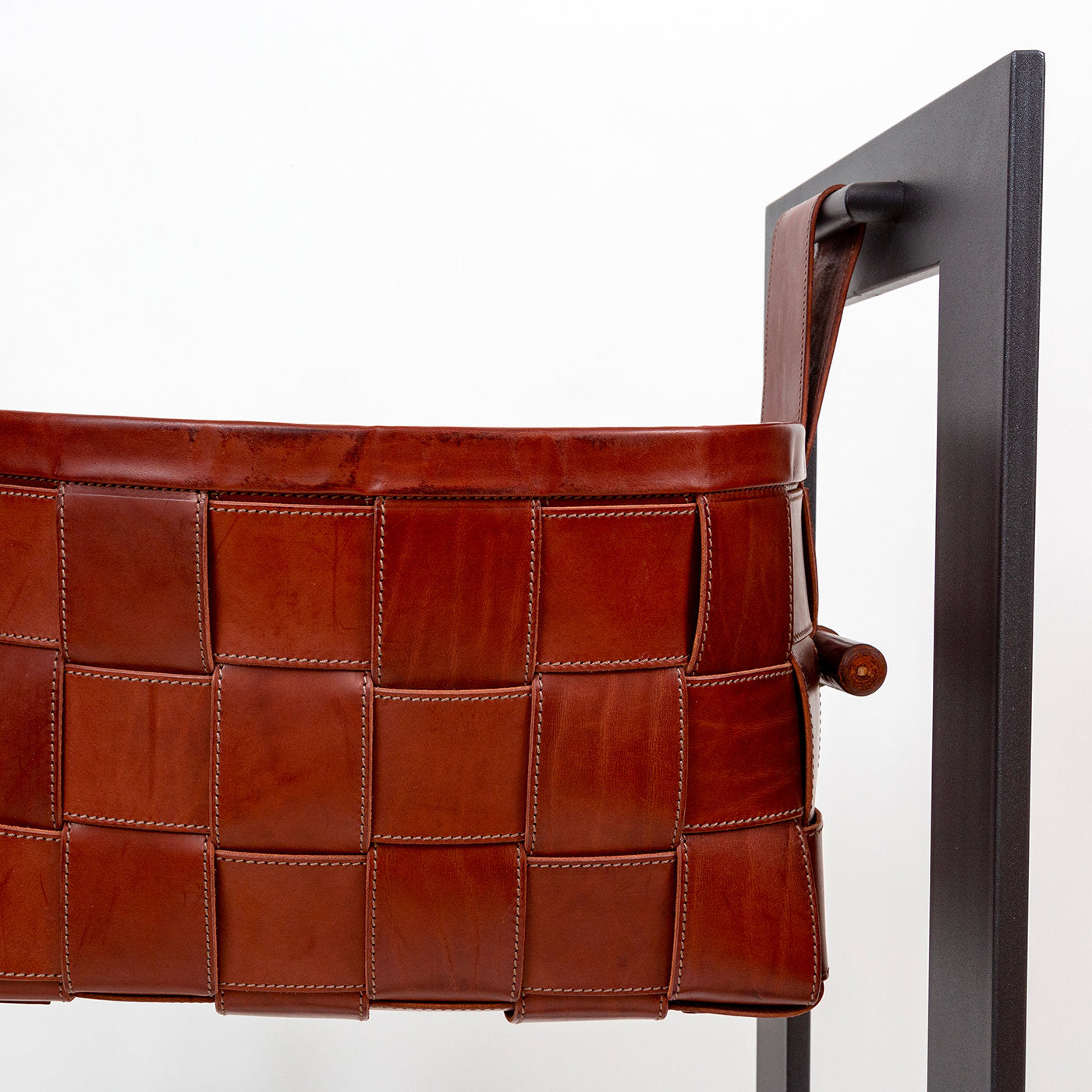 Leather Basket with Stand Dark Brown - Alternative view 1
