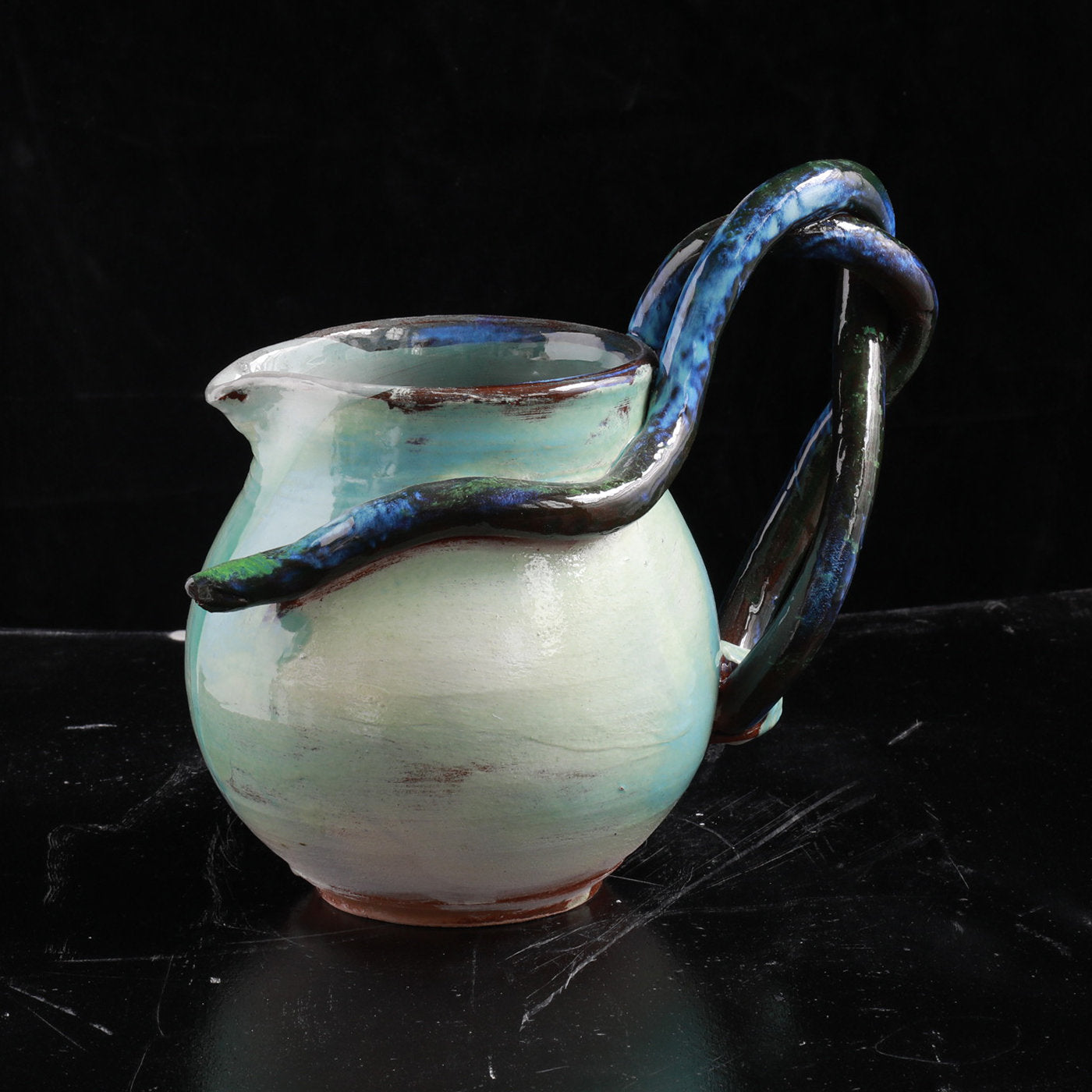 Blue Ceramic Water Pitcher with Snakes - Alternative view 1