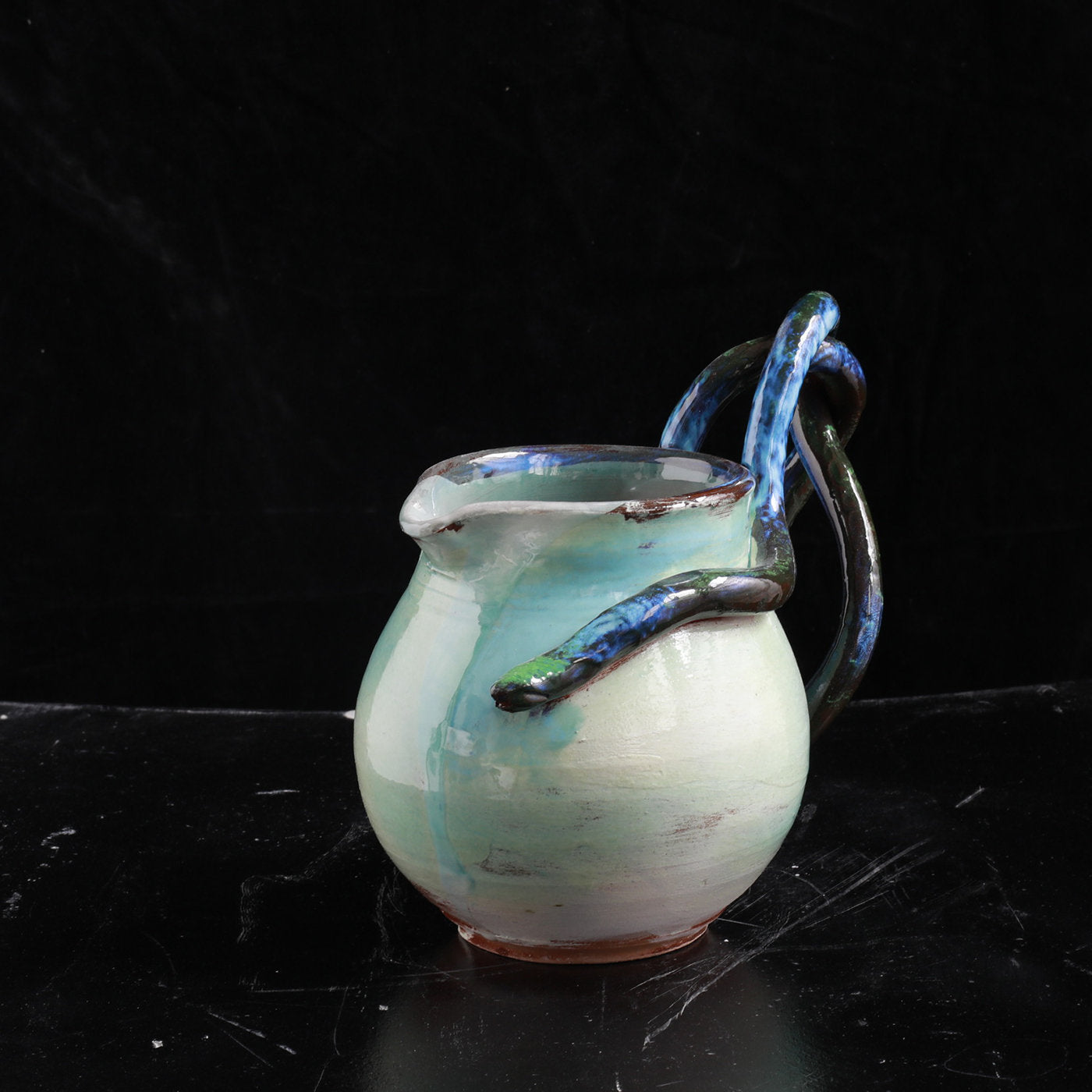 Blue Ceramic Water Pitcher with Snakes - Alternative view 2