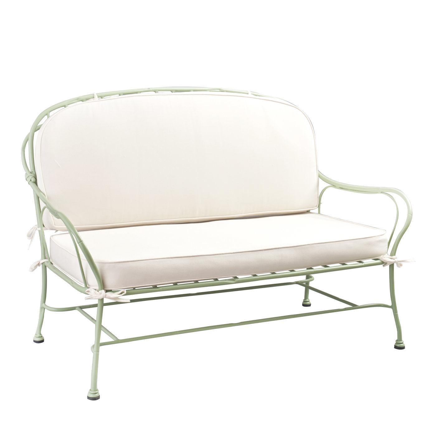 Bamboo Design Curved Green Wrought Sofa in Stainless Steel - Main view