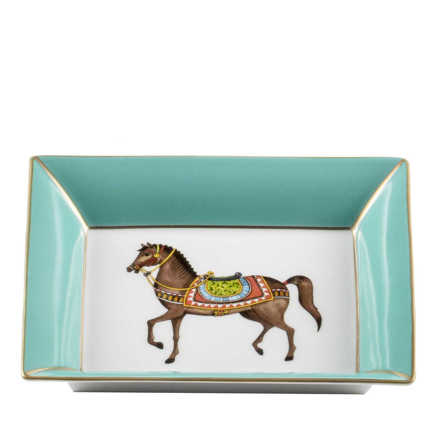 Turquoise Vide Poche with Gray Horse - Main view
