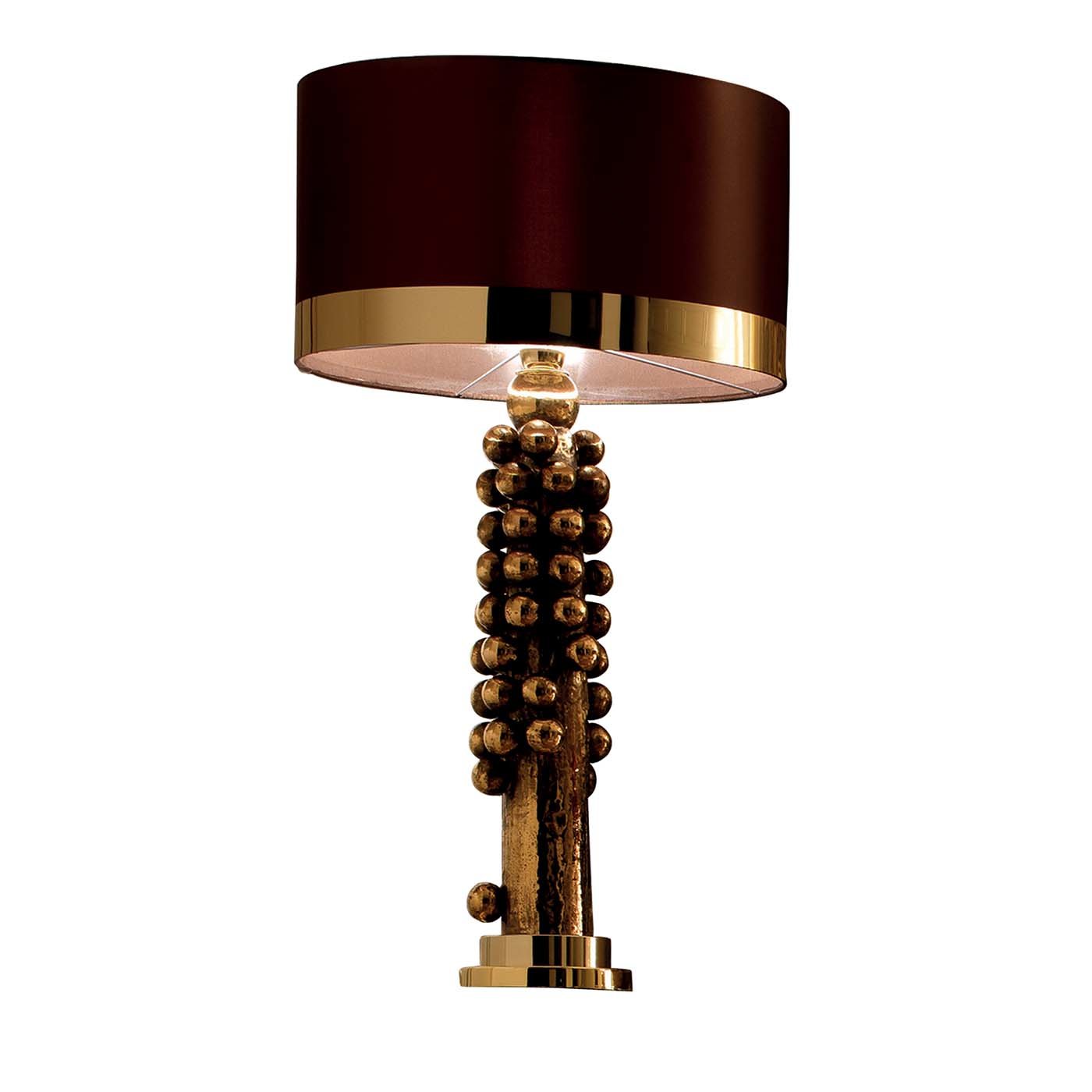 CL1852 Gold Plated and Brown Silk Lamp - Main view