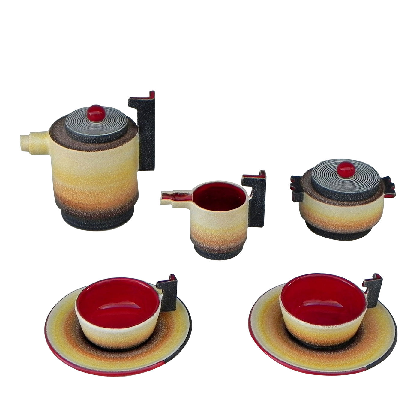 Diulgheroff Futurist Teeset aus Keramik für zwei Personen - Hauptansicht