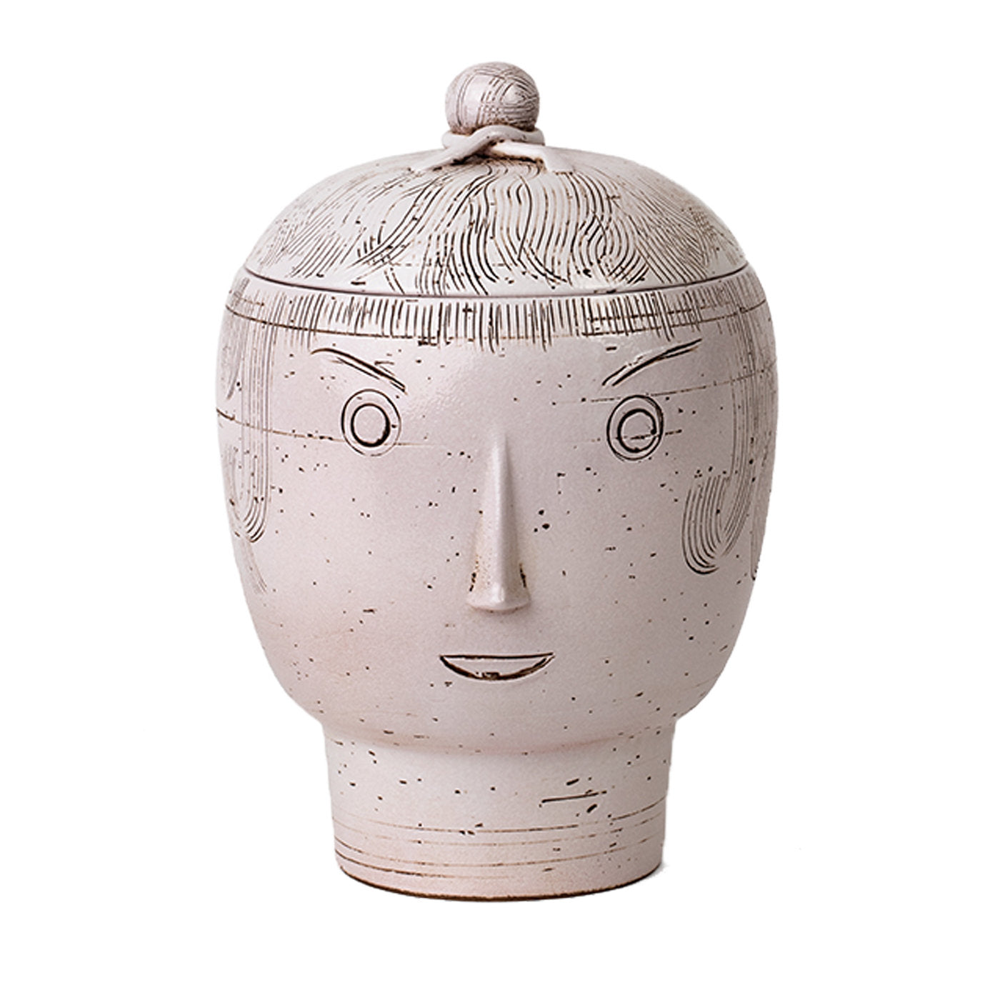 Anthropomorphe cremefarbene Vase mit Deckel von Aldo Londi - Hauptansicht