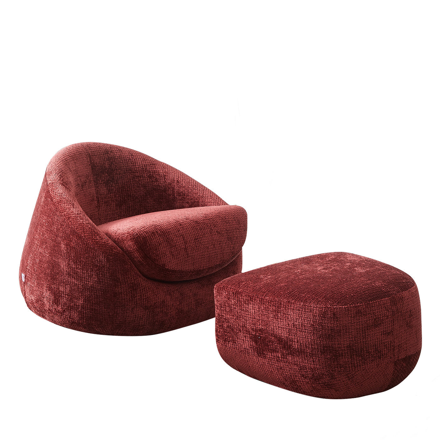 Cuccia Red Armchair and Ottoman by Dema Design - Main view