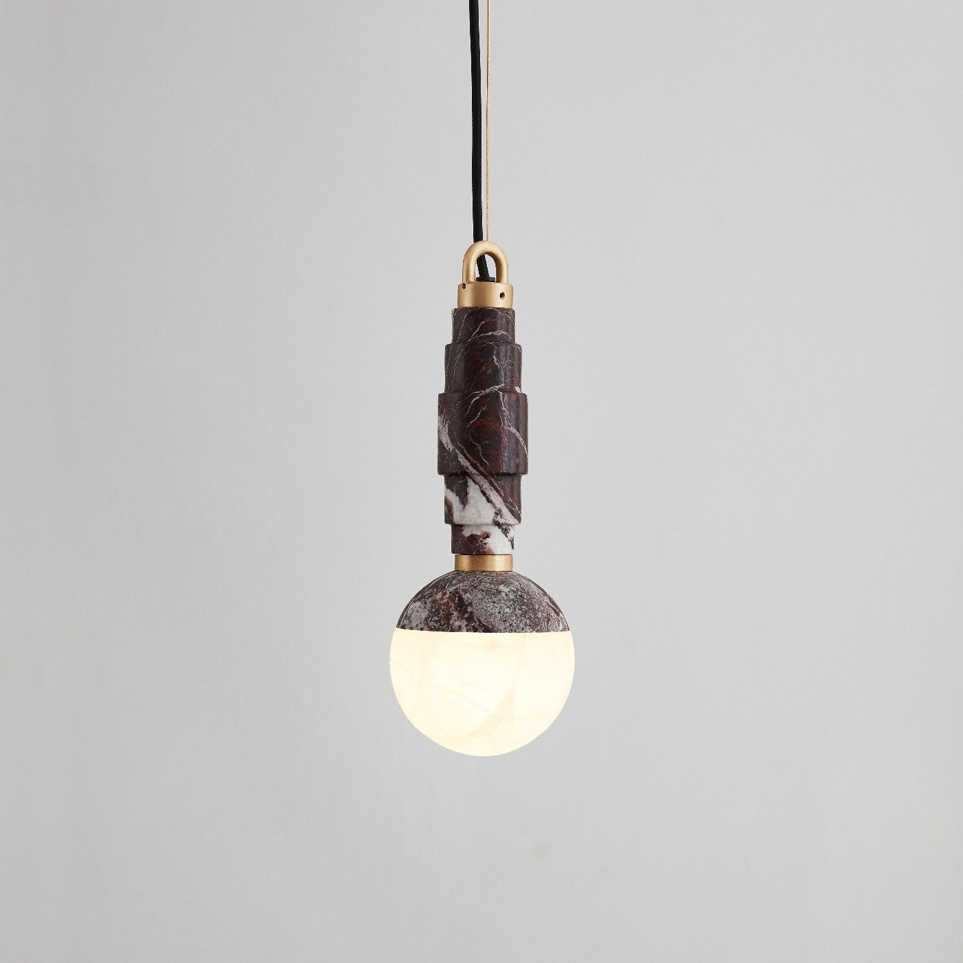 Lunar Pendant Lamp in Rosso Levanto Marble and Onyx  - Alternative view 3