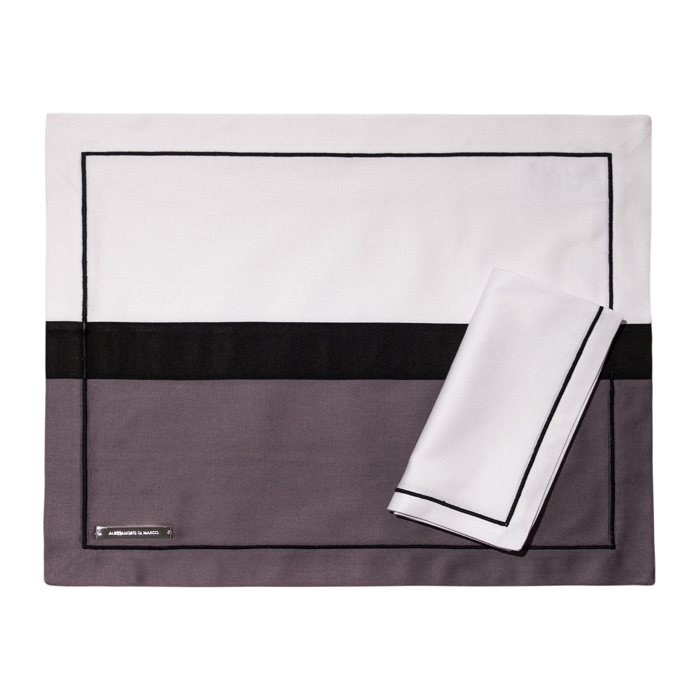 Placemats and Napkins - Two Toned Gray and White - Alternative view 1