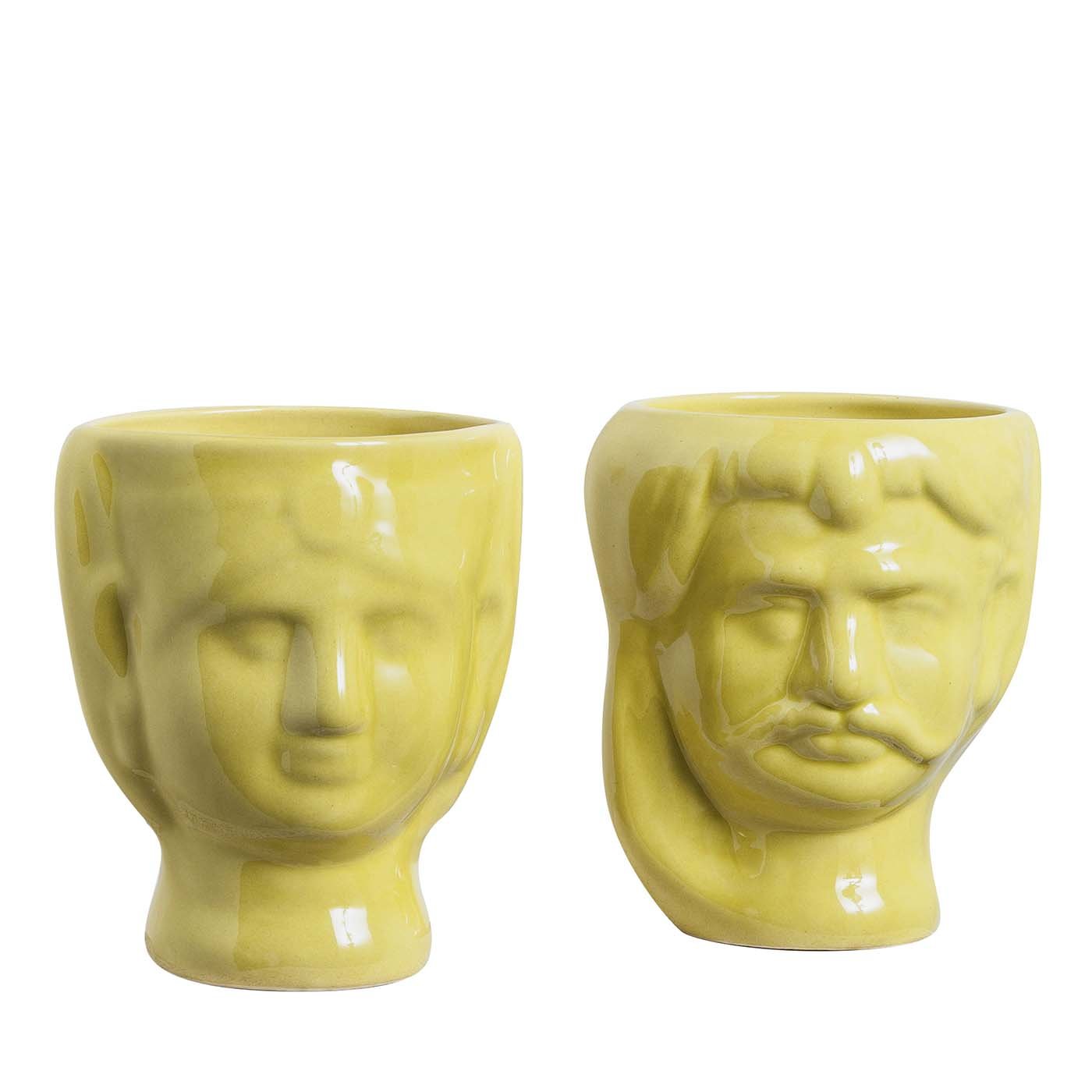 Testa di Moro and Testa Malandrina Set of 2 Yellow Vases  - Main view