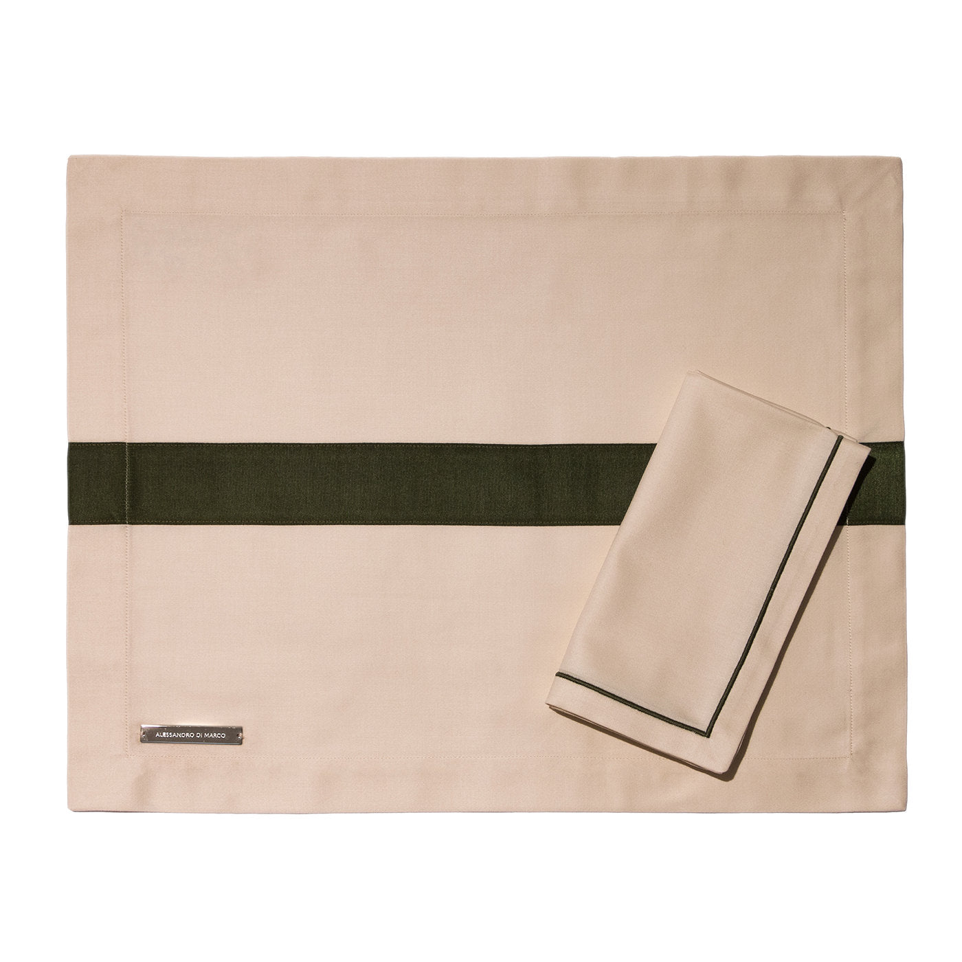Placemats and Napkins - Beige and Mud Green - Alternative view 1