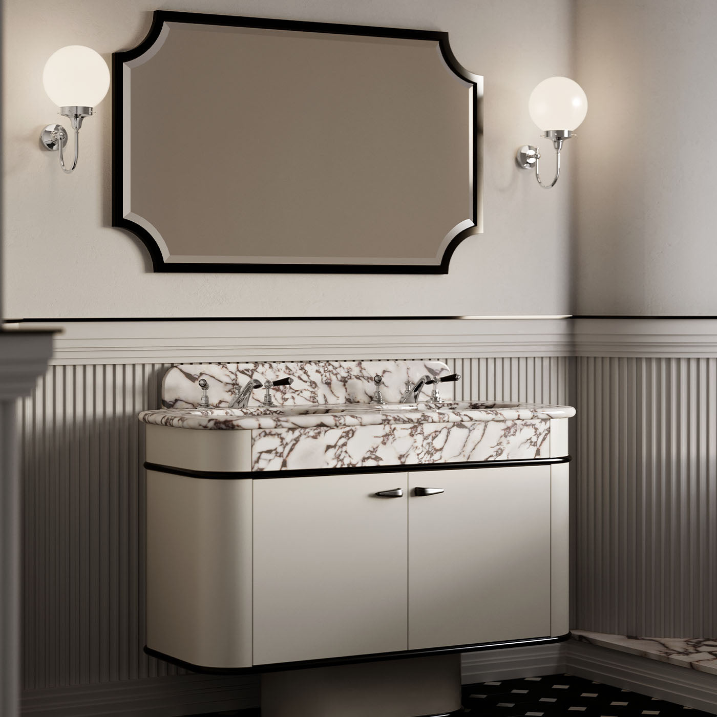 Liberty Calacatta Viola Marble And Warm Gray Wood Vanity Unit  - Alternative view 2