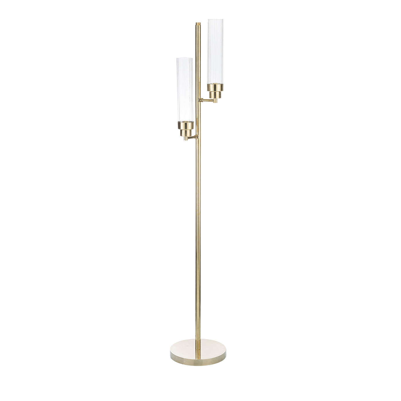 Curved Glass and Brass Structure Floor Lamp - Main view