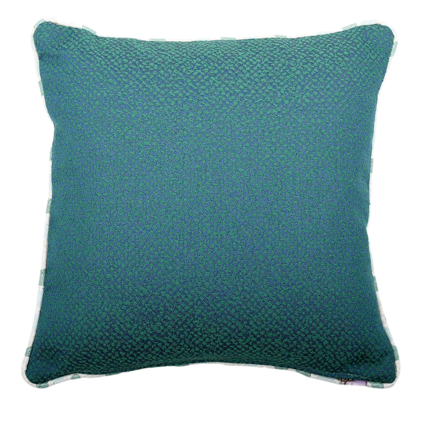 Cojín Carrè azul-verde en falso tejido jacquard unitario - Vista principal