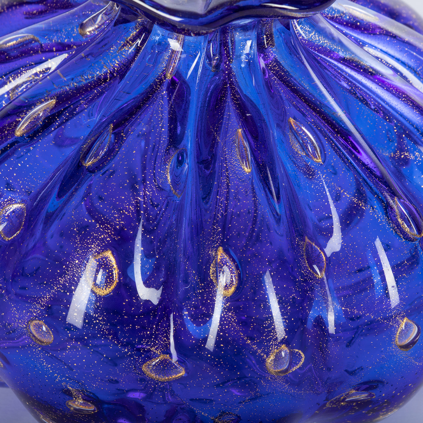 1950 Ensemble de 2 vases bleus avec bulles d'or - Vue alternative 3