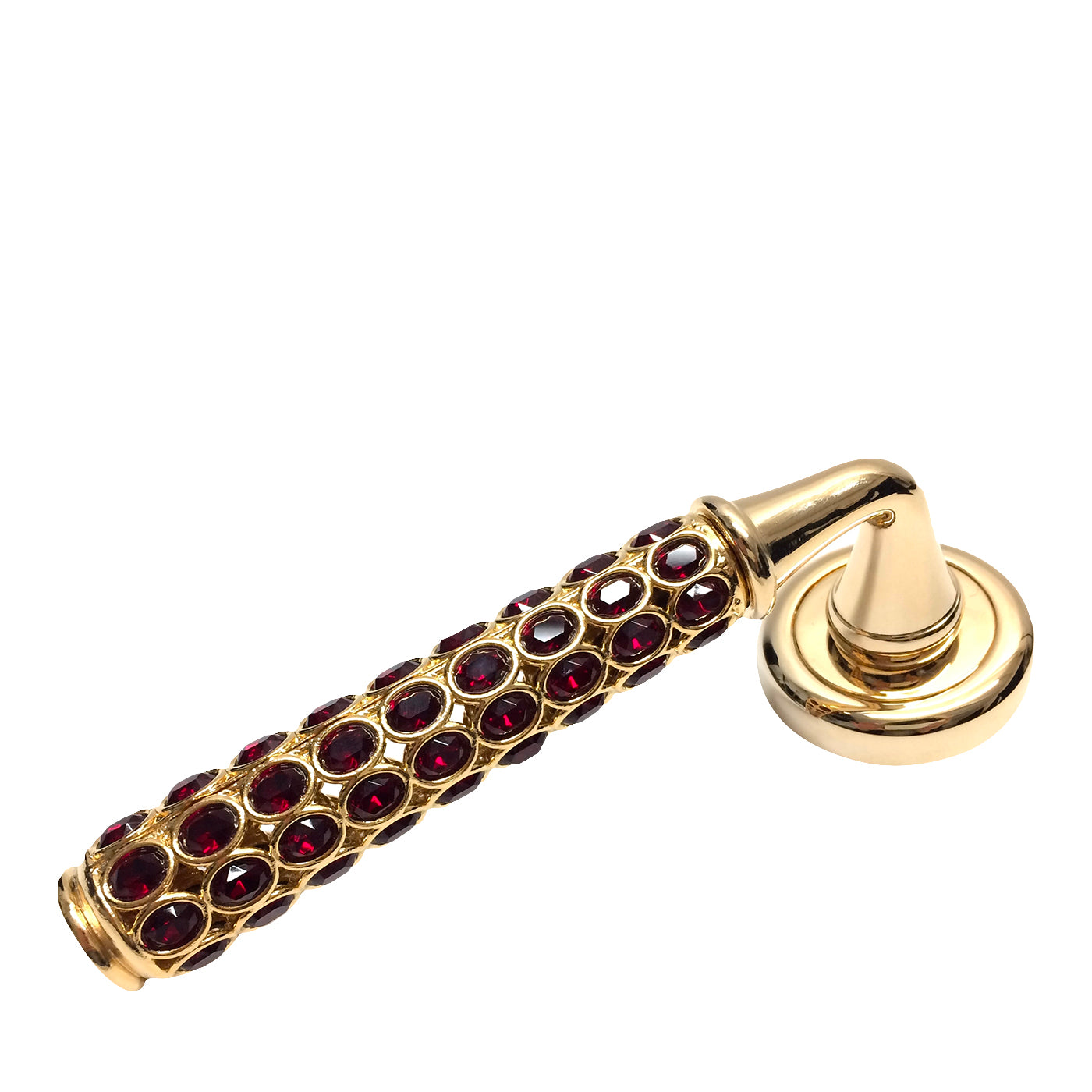 Golden Lever On Rose Handle with Red Gemstones - Main view