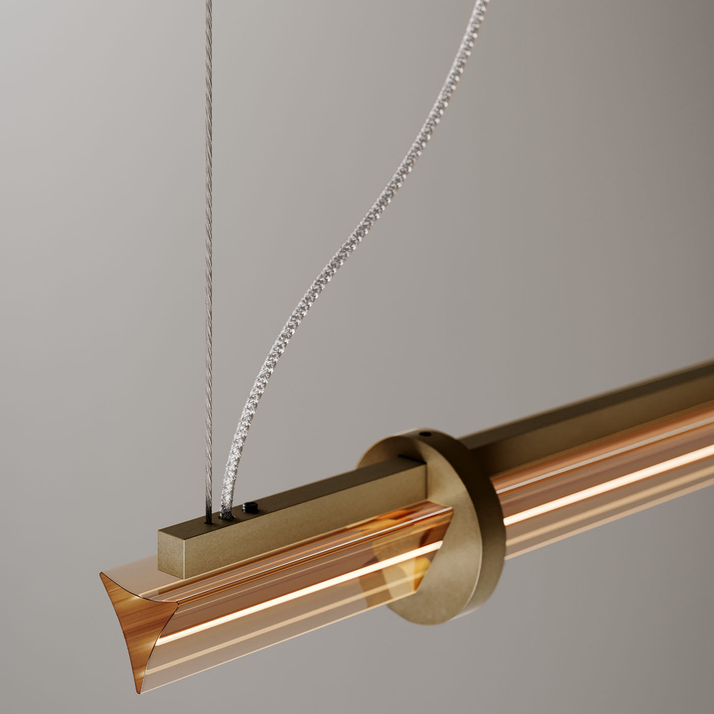 Optical Suspension 1’S Lamp In Amber Glass - Alternative view 1