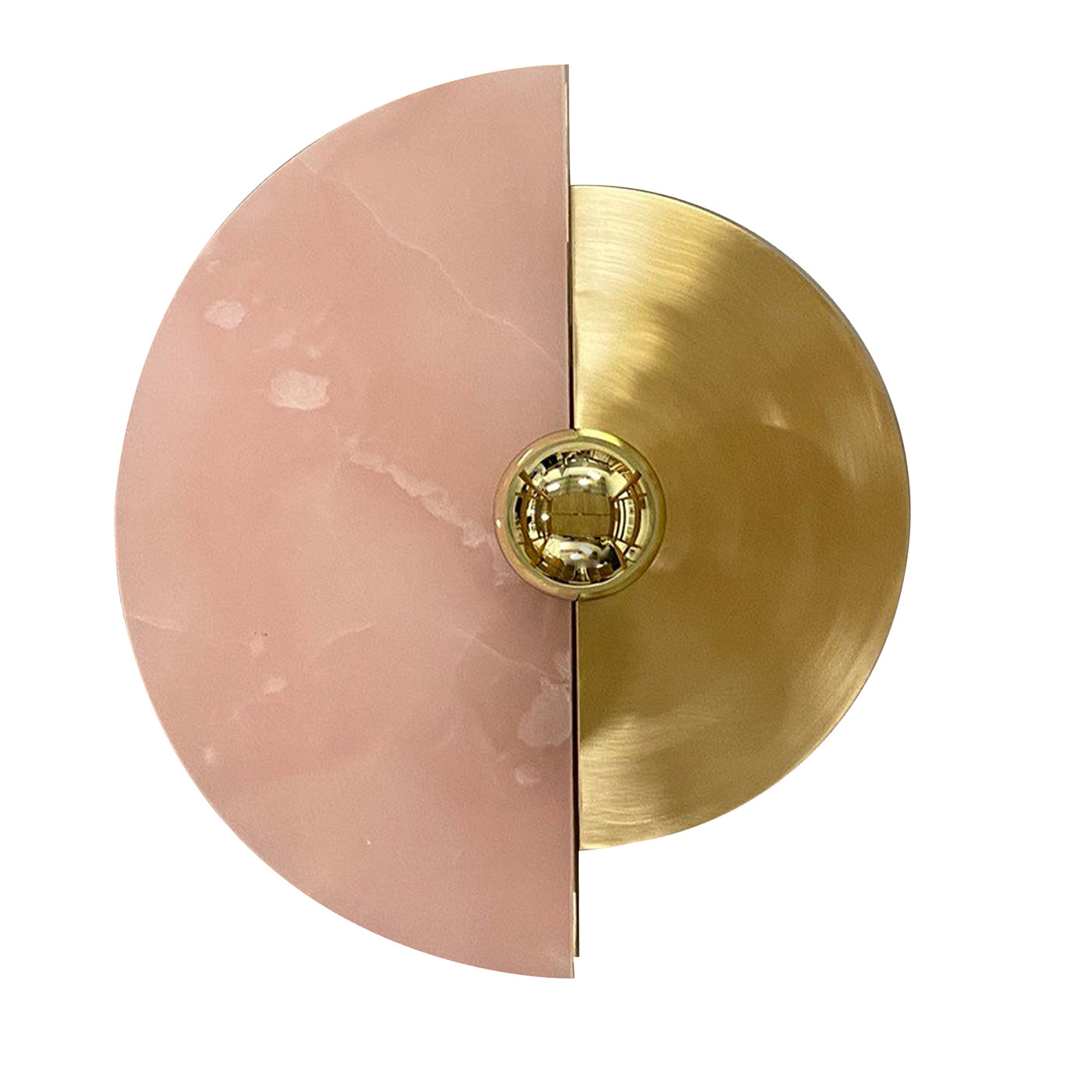 "Levante" Wall Sconce in Satin Brass and Pink Onyx - Main view