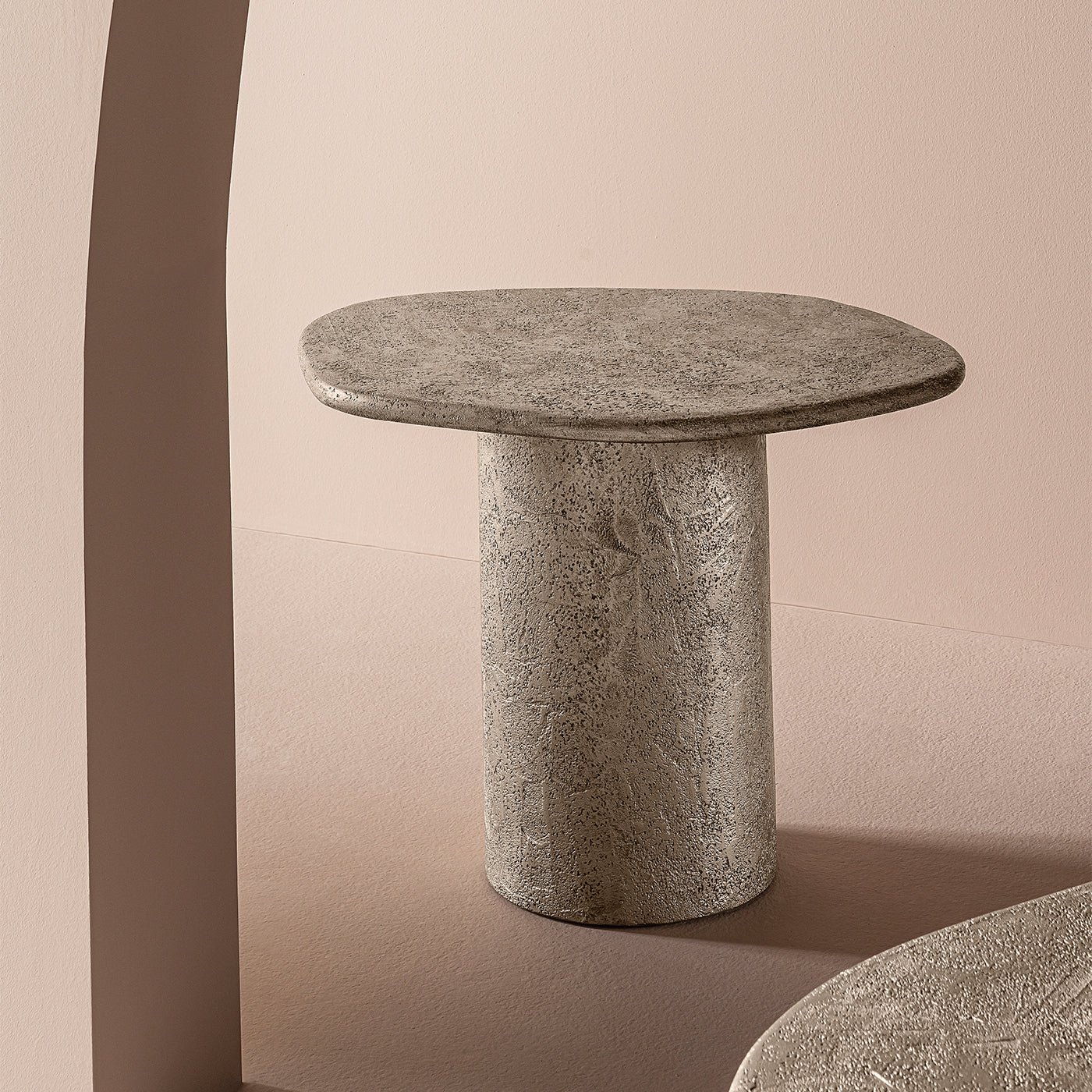 Atollo Champagne-Colored Textured Side Table - Alternative view 1