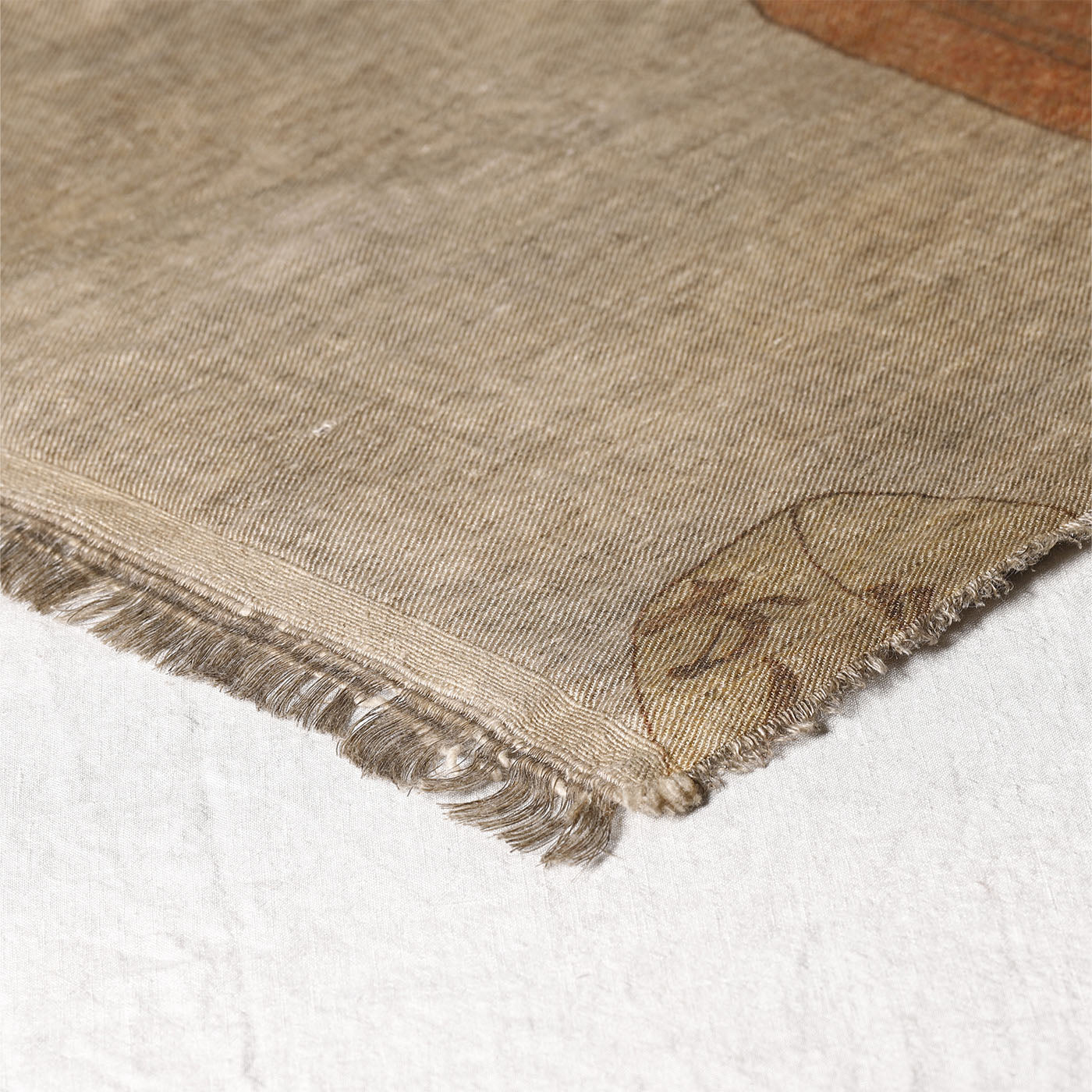 Coperta Eolia con frange stampate beige - Vista alternativa 2