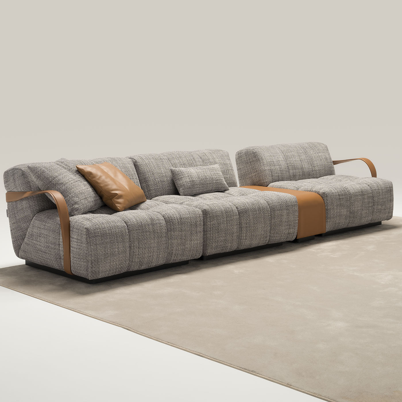 Venice Gray Fabric With Brown Leather Details Sofa #2 - Alternative view 2