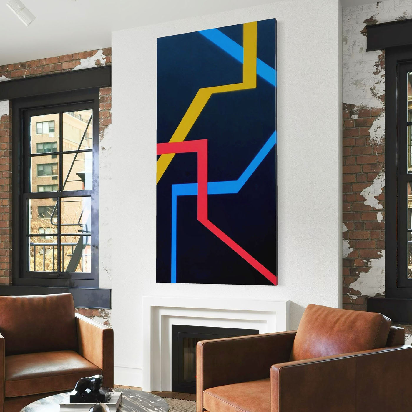 Color Spaces Le Tre Vie Acrylic Painting on Canvas - Alternative view 2