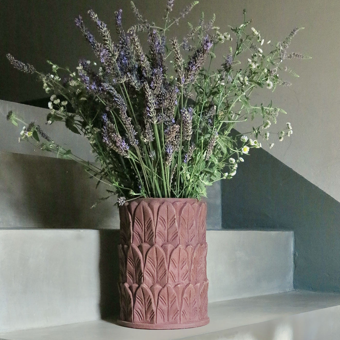 Anne Leaf-Patterned Small Terracotta Stoneware Vase - Alternative view 1