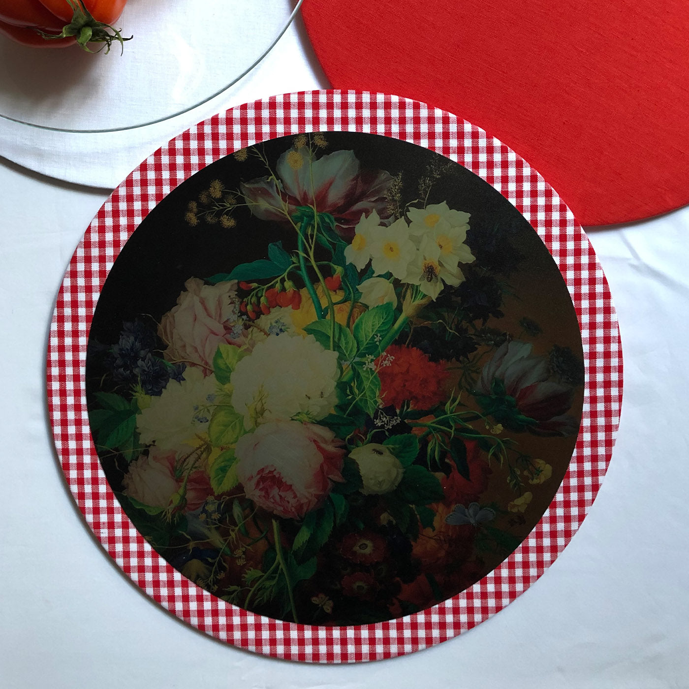 Cuffiette Check Round Red & White Placemat #2 - Alternative view 3