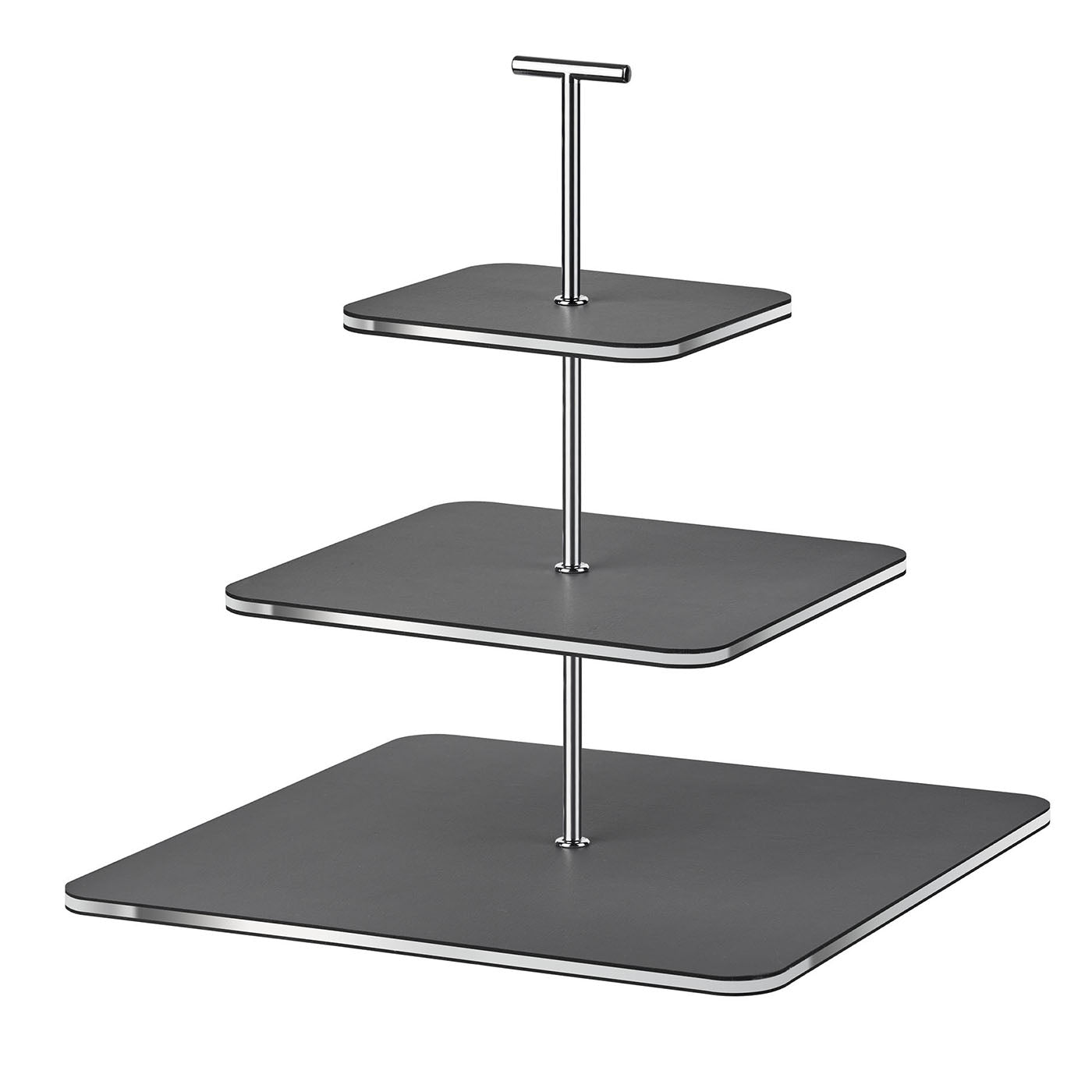 Gray Leather and Clad Serving Stand - Main view