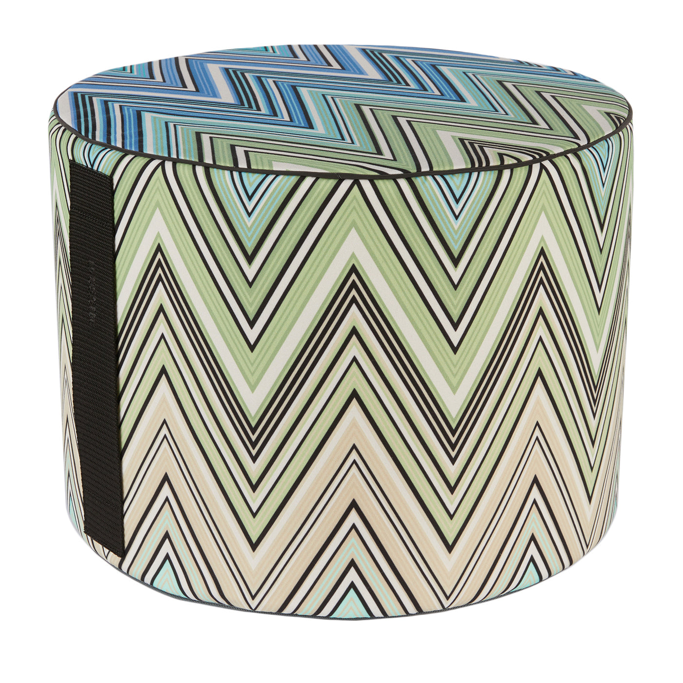 Kew Cylindrical Zigzag Pattern Outdoor Pouf #2 - Main view