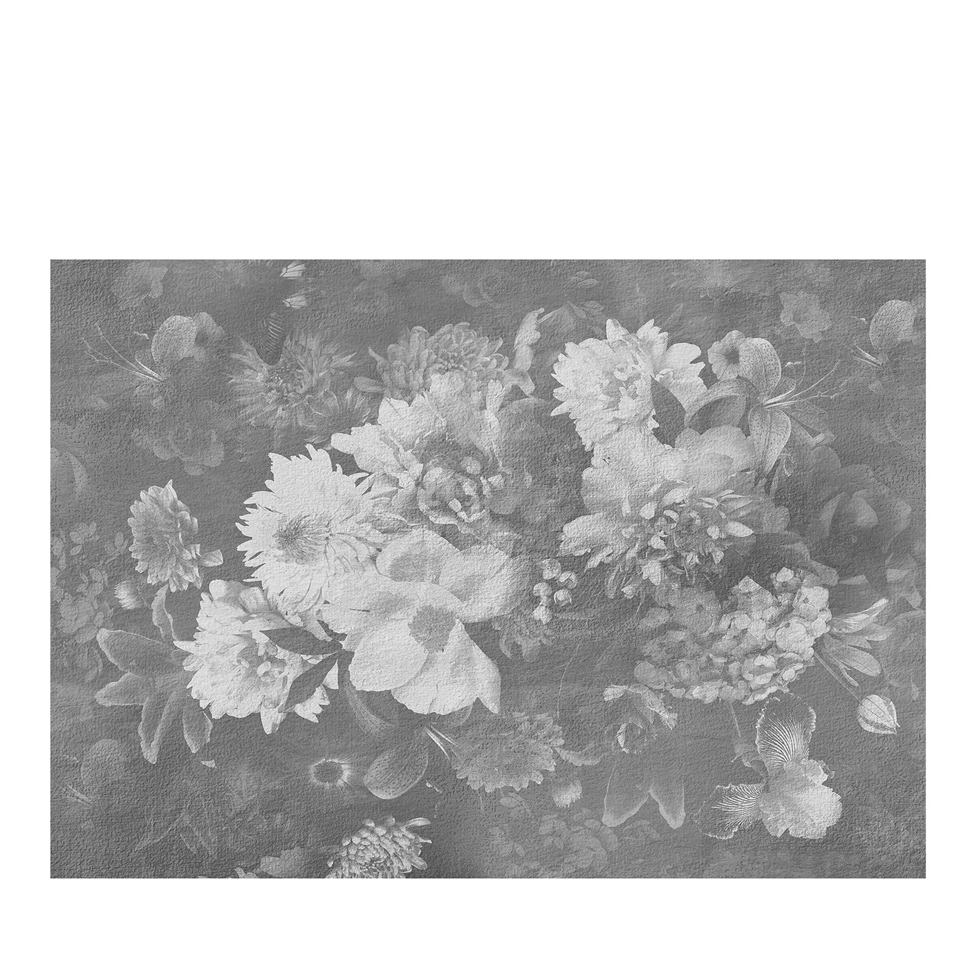 Papel pintado texturizado Flores en flor en blanco y negro - Vista principal