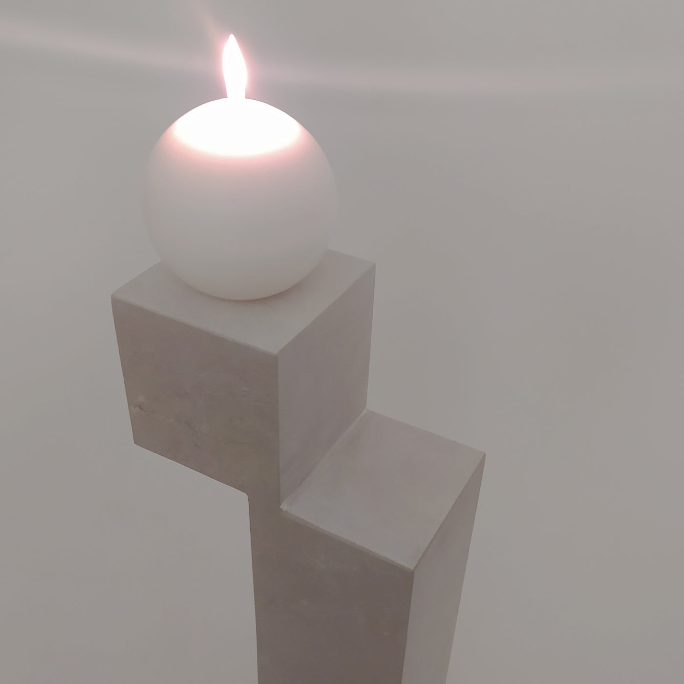 A White Natural Stone Candleholder - Alternative view 2