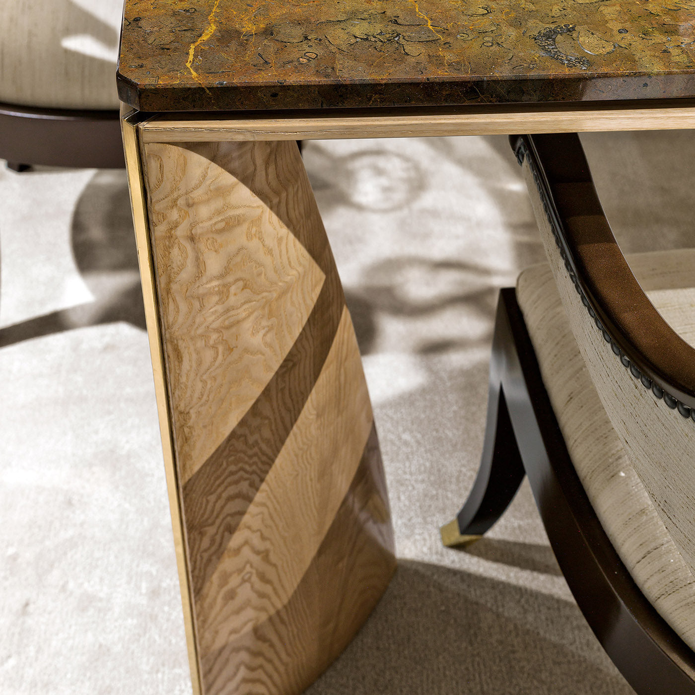 Tamo Wood and Siena Marble Dining Table - Alternative view 3