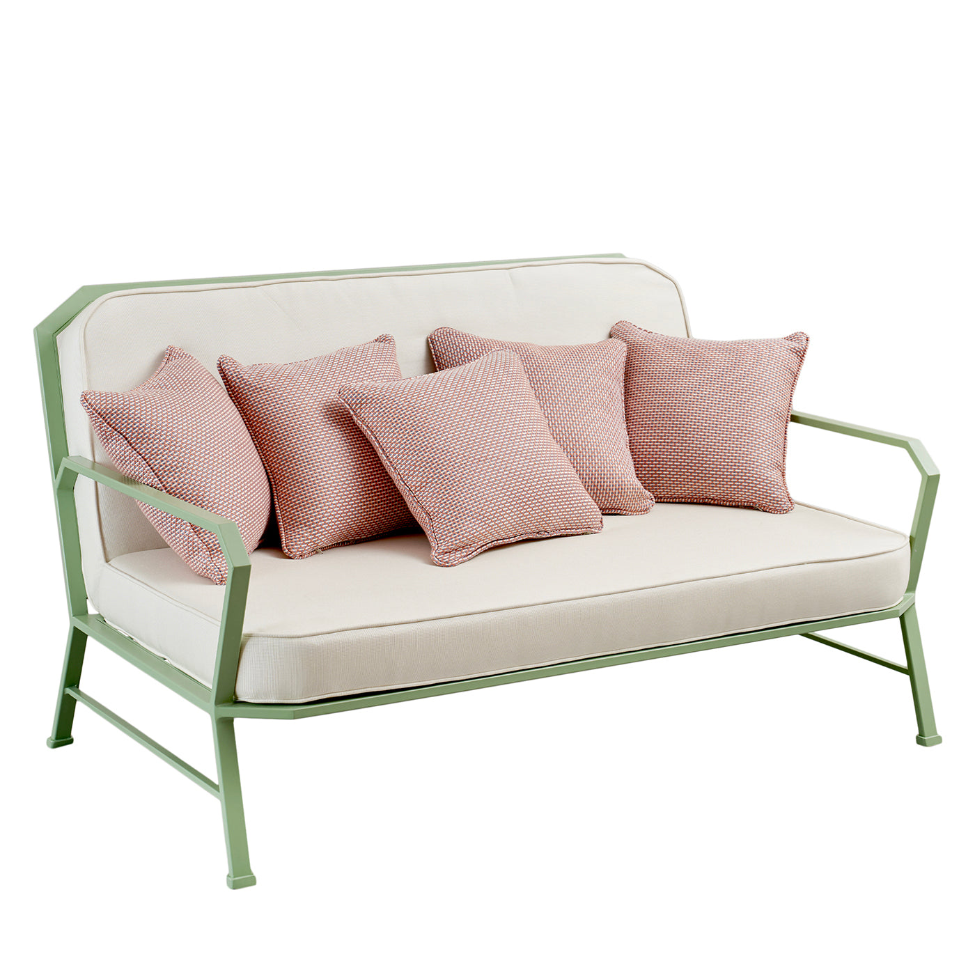 Waldgrünes und weißes Sofa von Officina Ciani aus rostfreiem Stahl - Hauptansicht