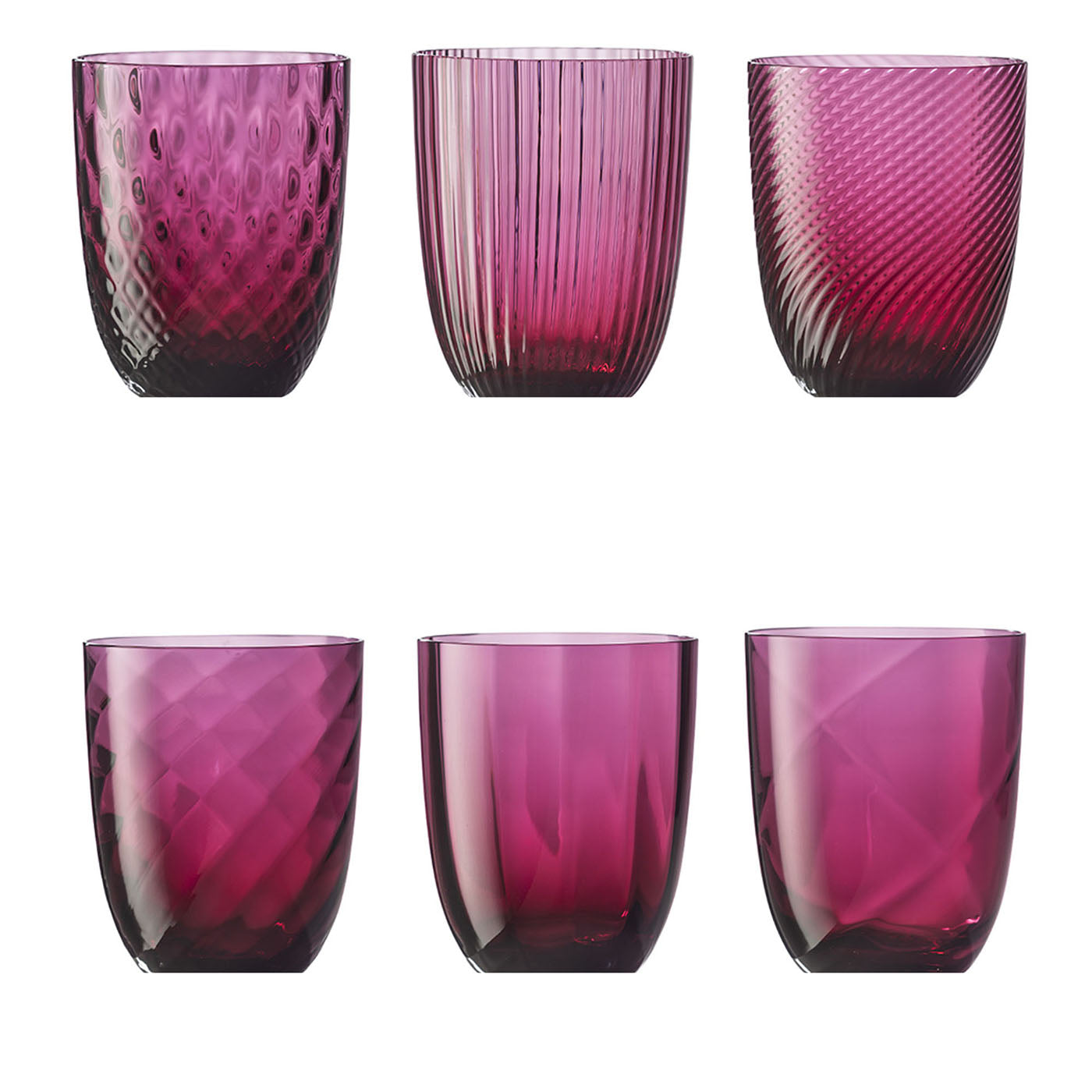 Idra Set of 6 Ruby-Red Assorted Glasses - Main view
