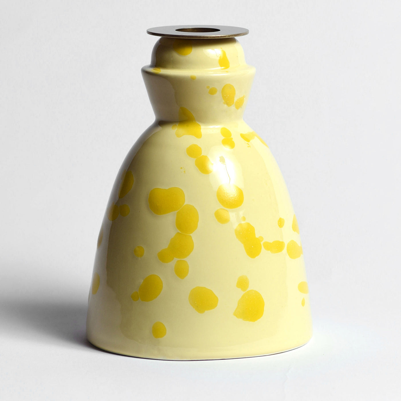 Candelero de cerámica amarillo con 4 velas perfumadas - Vista alternativa 1