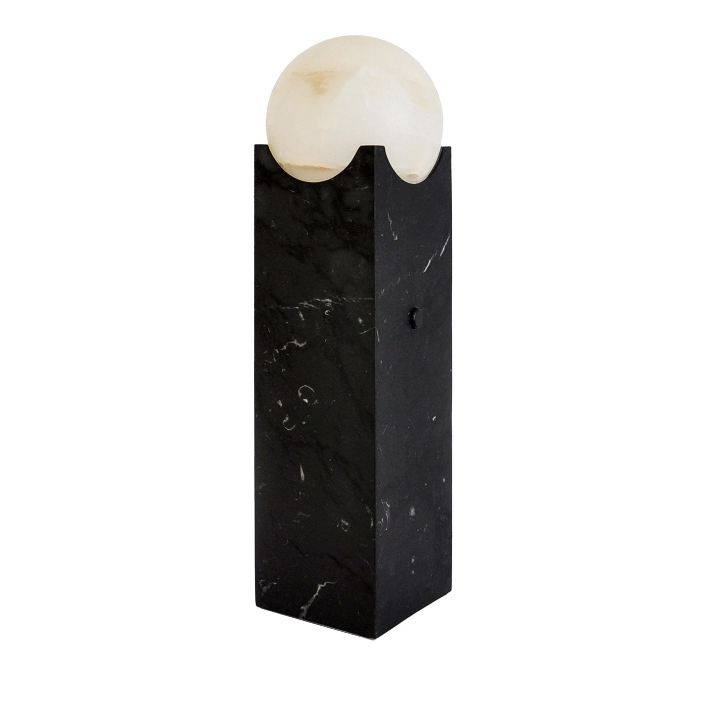Grande lampe à éclipse en marbre noir Marquina - Vue principale