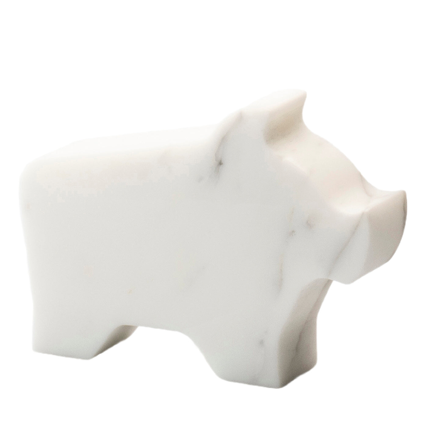 Kleine weiße Schweinestatuette von Alessandra Grasso - Hauptansicht