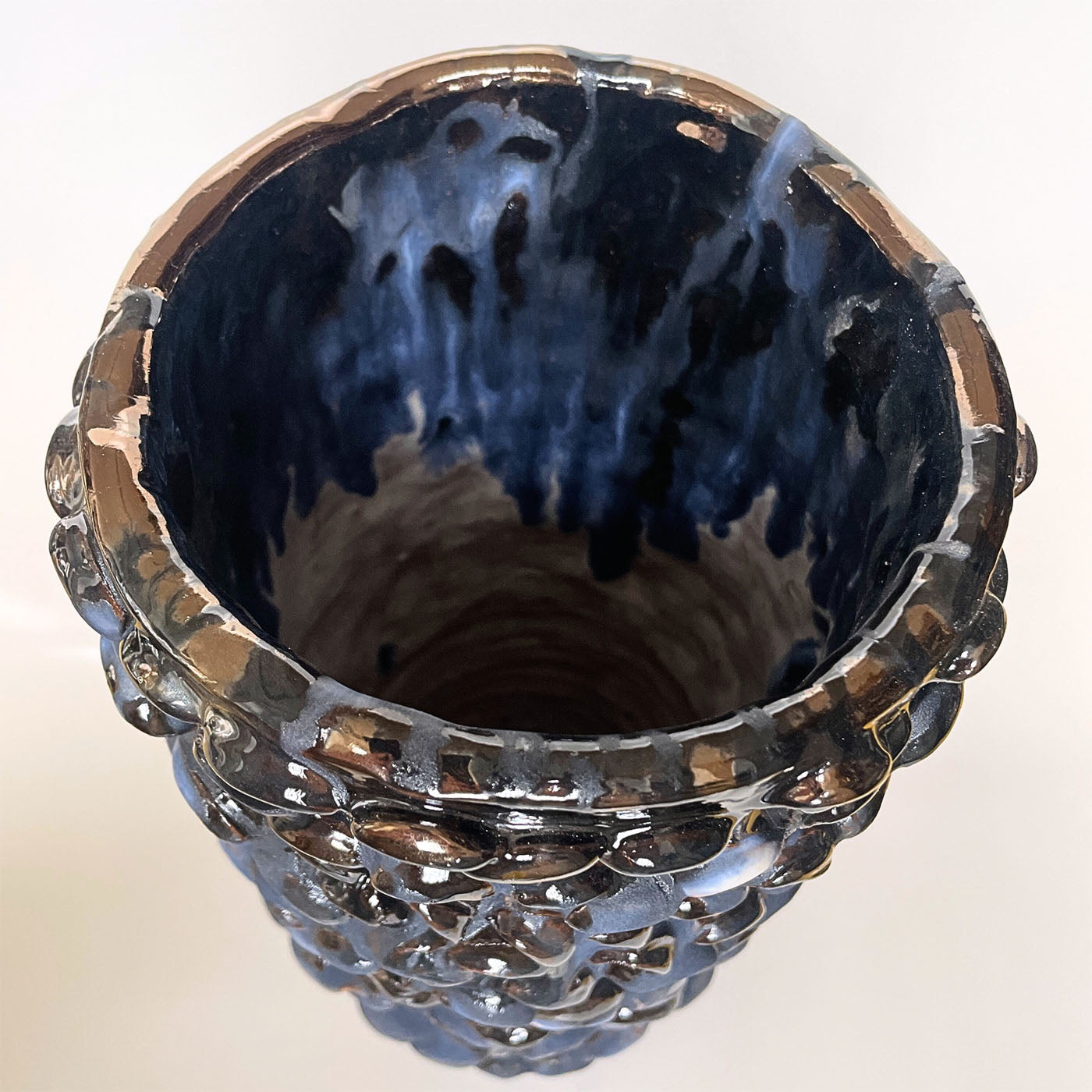 Zylindrische Vase in Blau und Schwarz - Alternative Ansicht 1