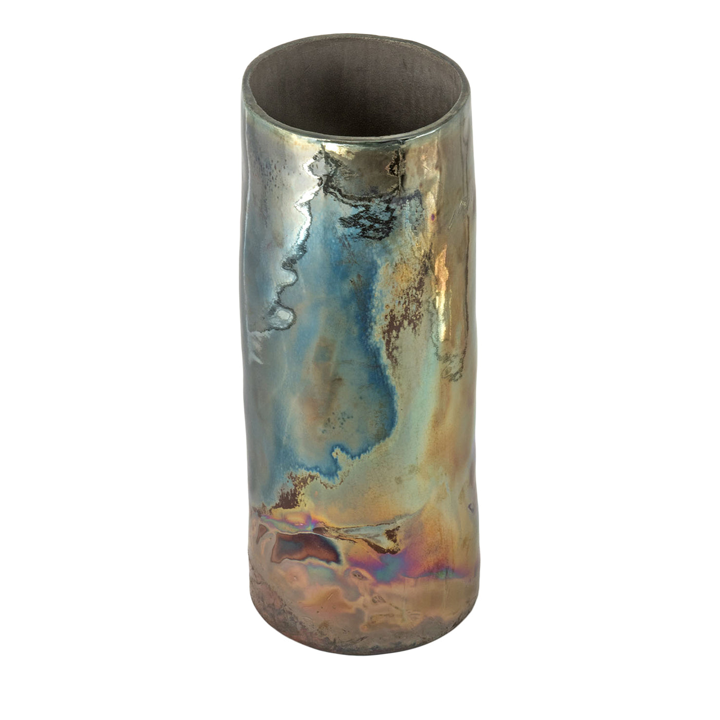 Scultura/vaso in ceramica policroma Alba Sul Mare di Nino Basso - Vista principale