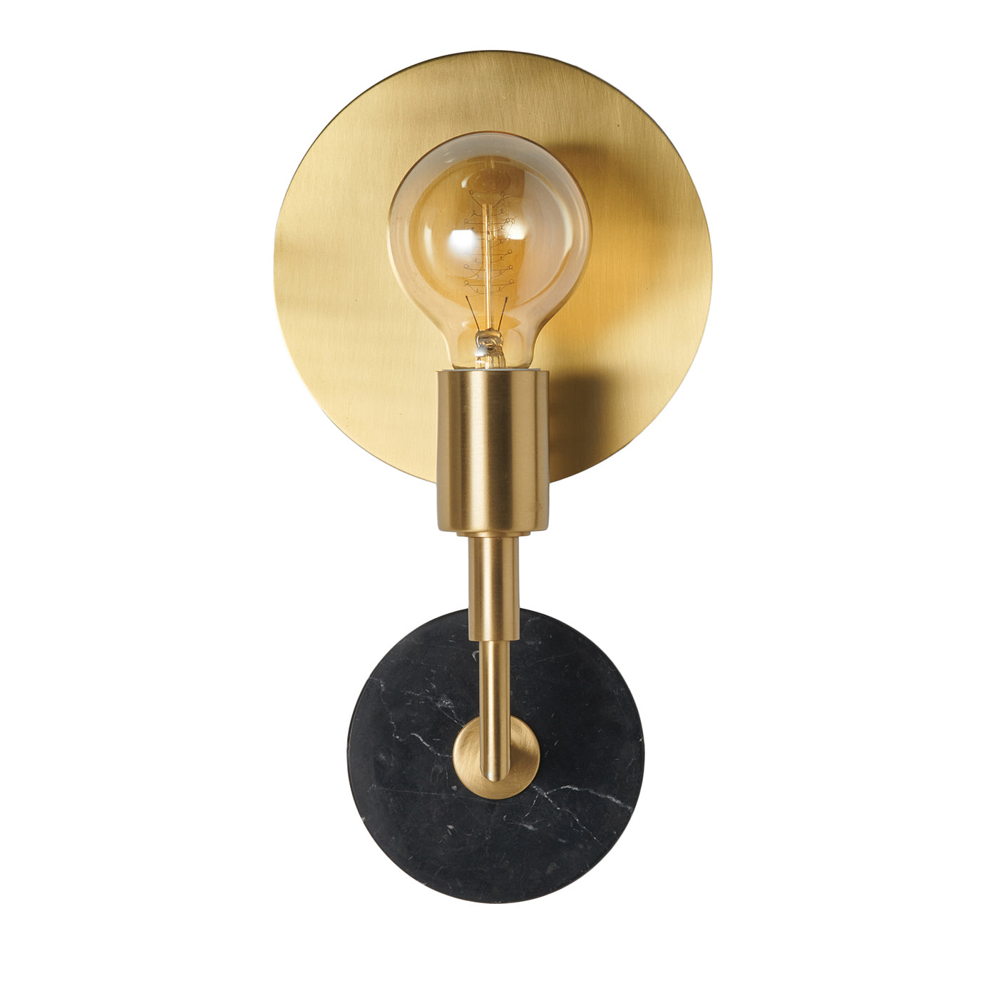 Essential Vanessa Satin Brass and Black Marquina Marble Wall Lamp - Main view