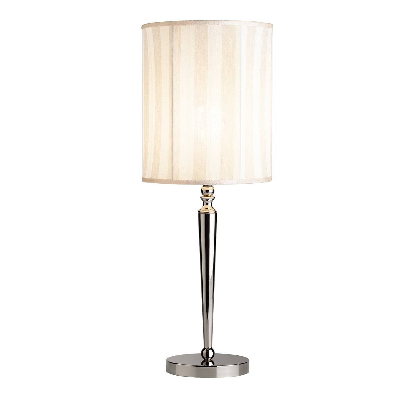 Silver Finish Metal With White Fabric Lampshade Tall Table Lamp - Main view