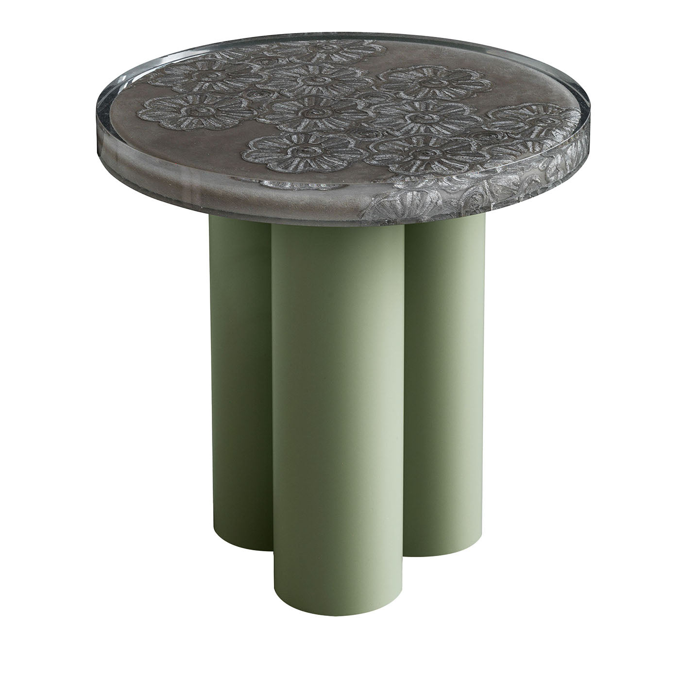 Tavolino rotondo in metallo e resina verde Ambra - Vista principale