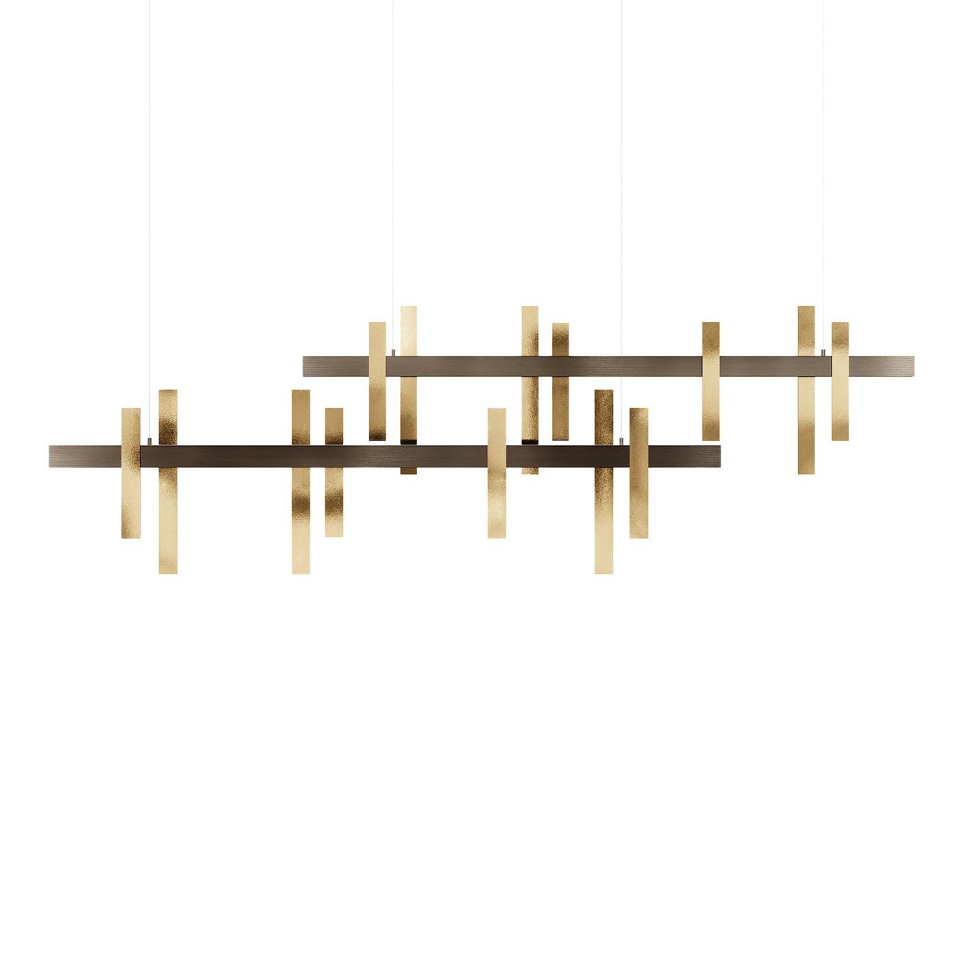 Forest Light gold finish brass and cast bronze Chandelier - Main view