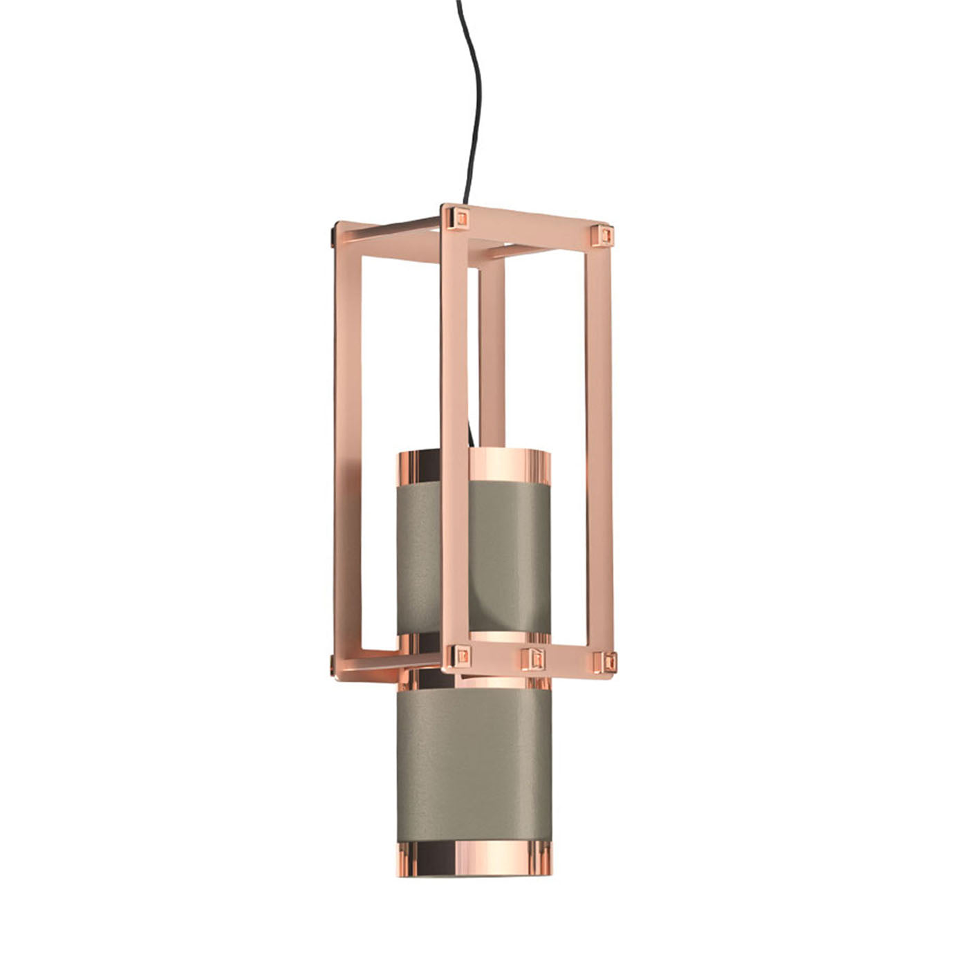 Cylinder Gray & Rose-Gold Pendant Lamp - Alternative view 4