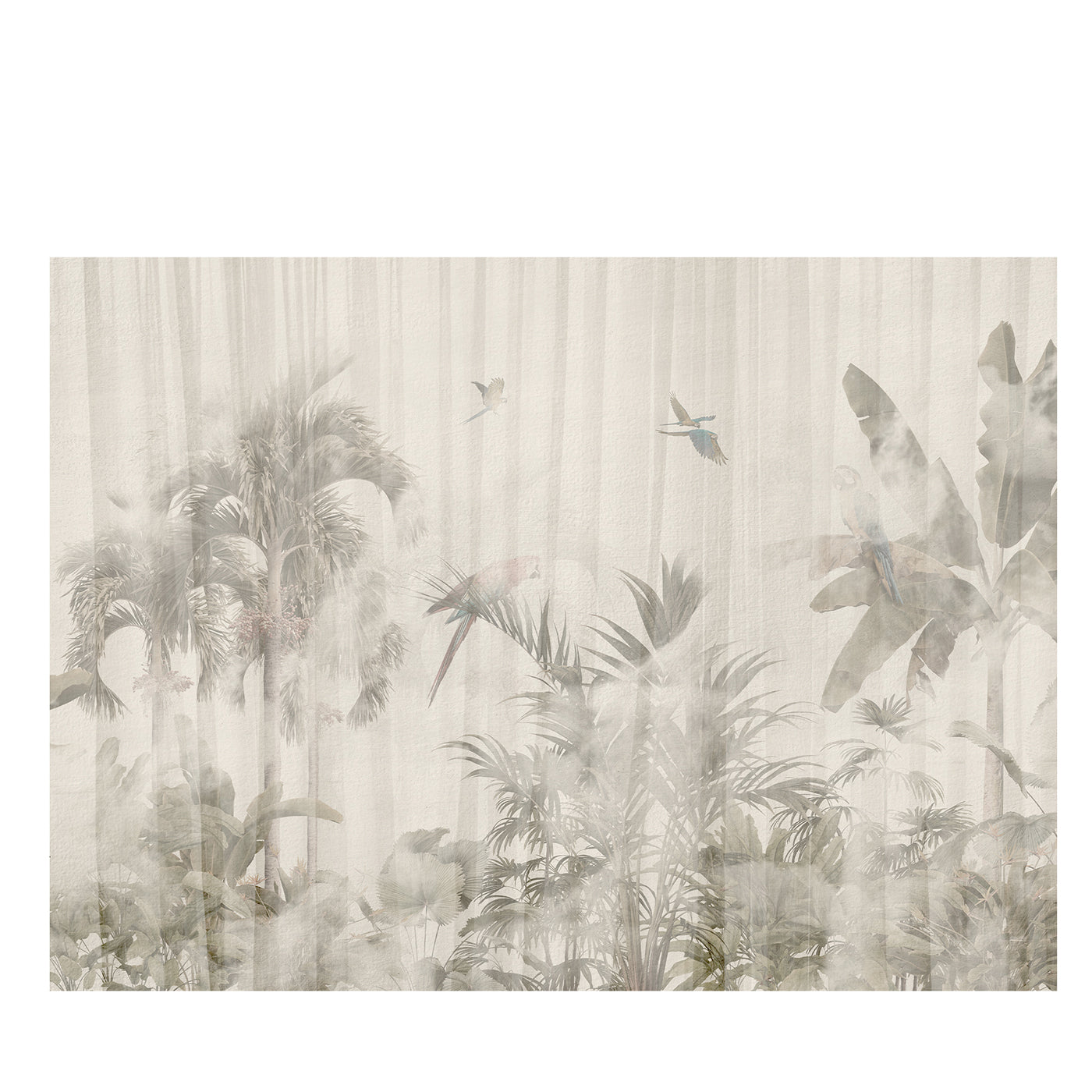 Papier peint beige texturé perroquets volants - Vue principale