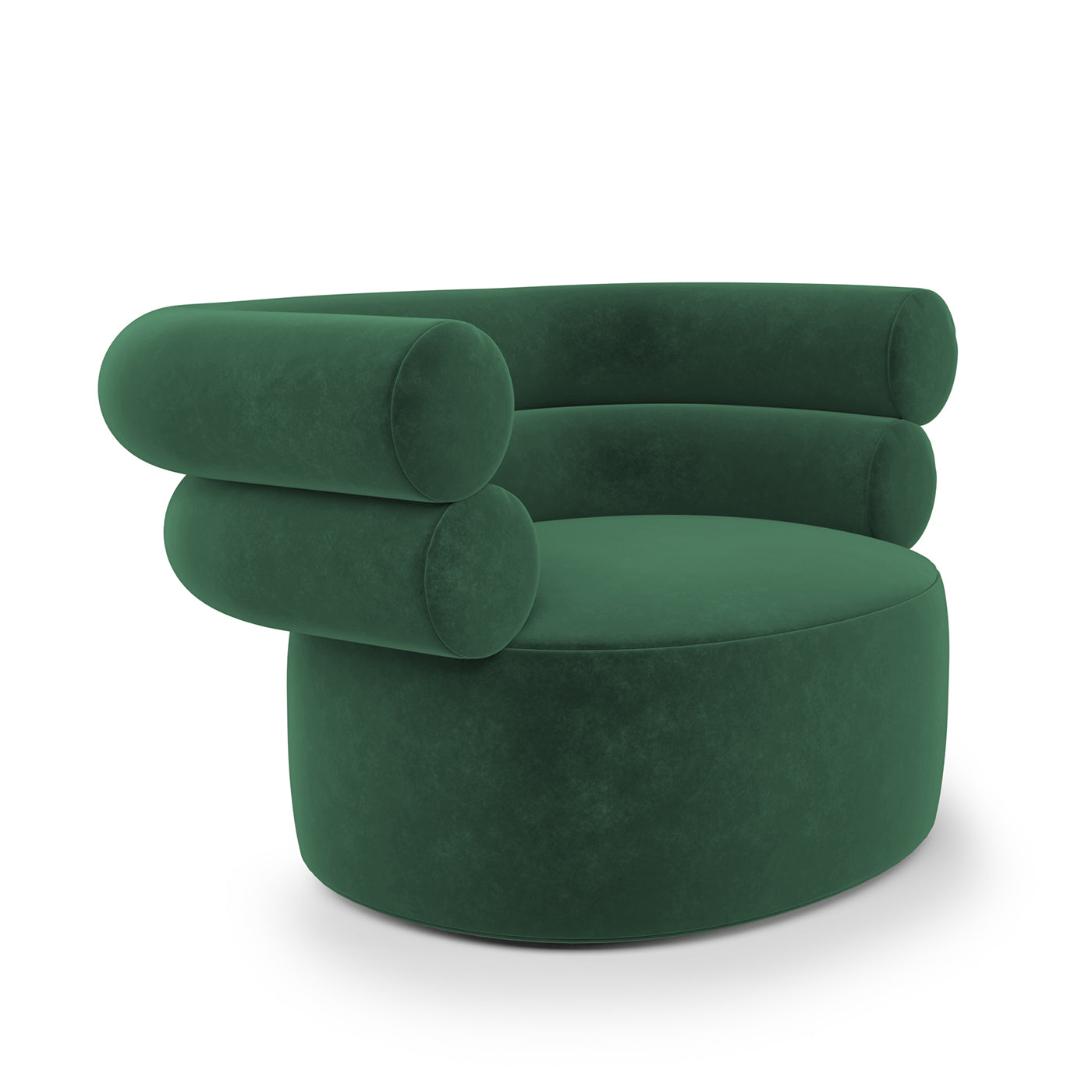 Tube Emerald-Green Velvet Armchair - Alternative view 1