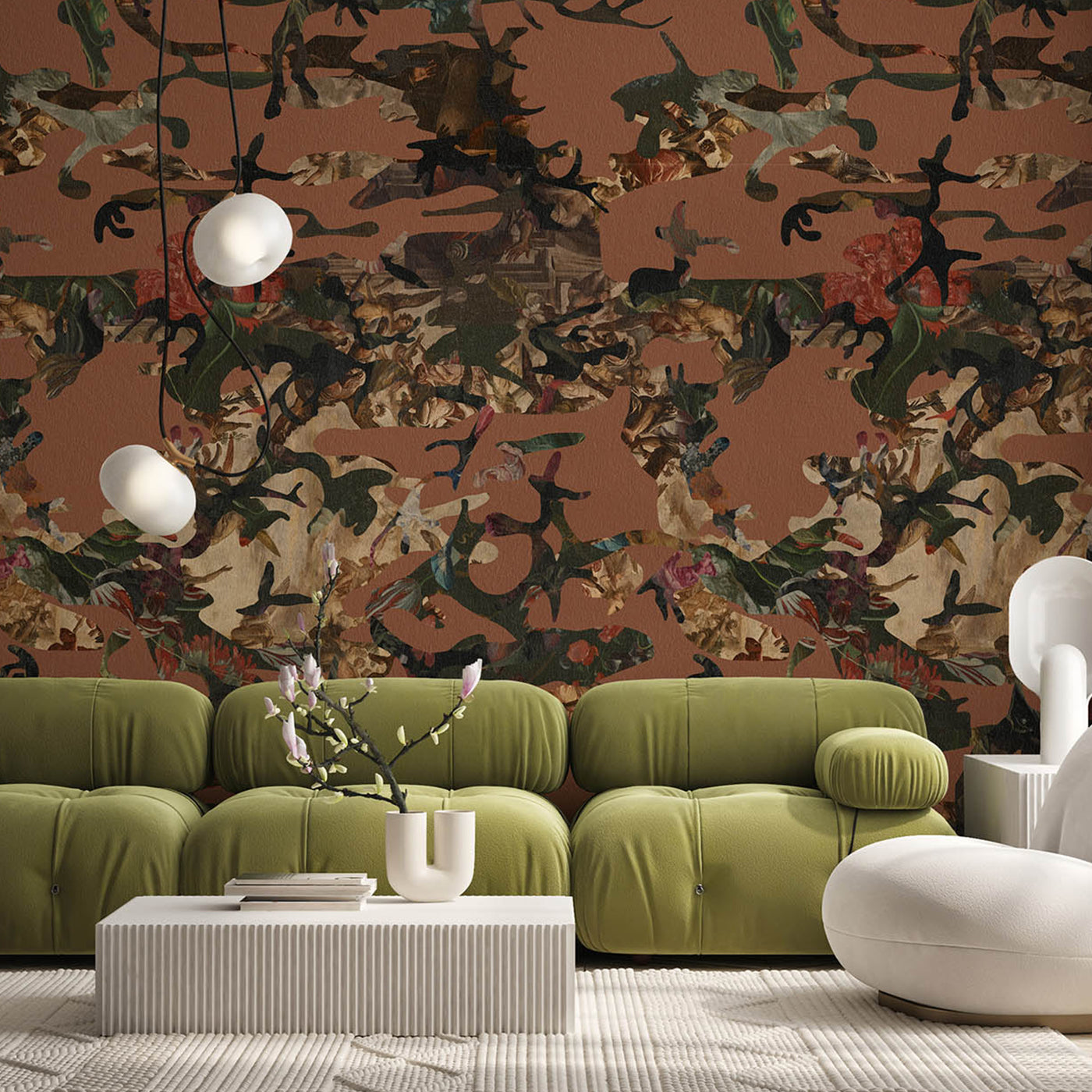 Hidden in Plain Sight Camouflage Marsala Wallpaper  - Alternative view 3