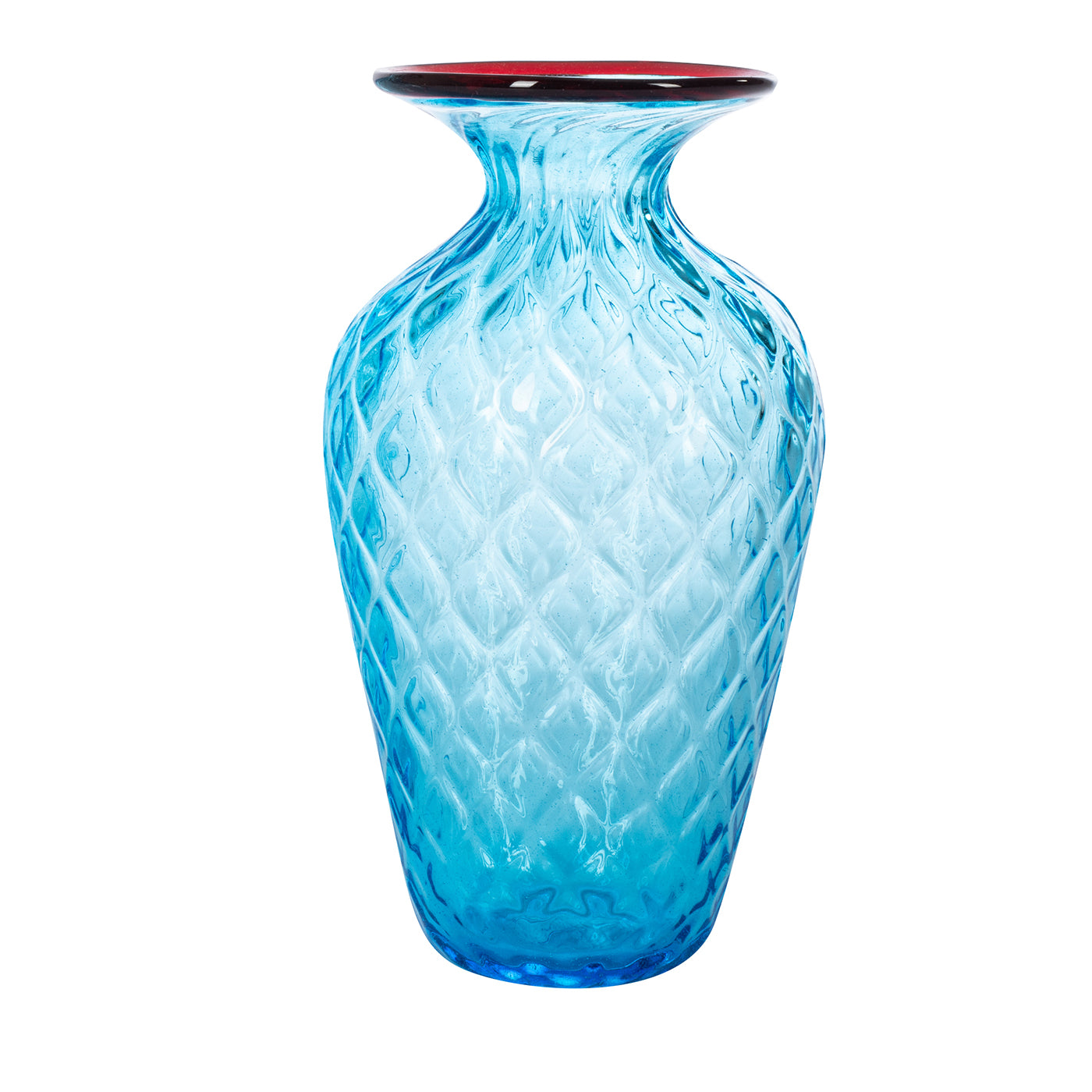 1950 Petit vase Balloton bleu clair avec bord bourgogne - Vue principale