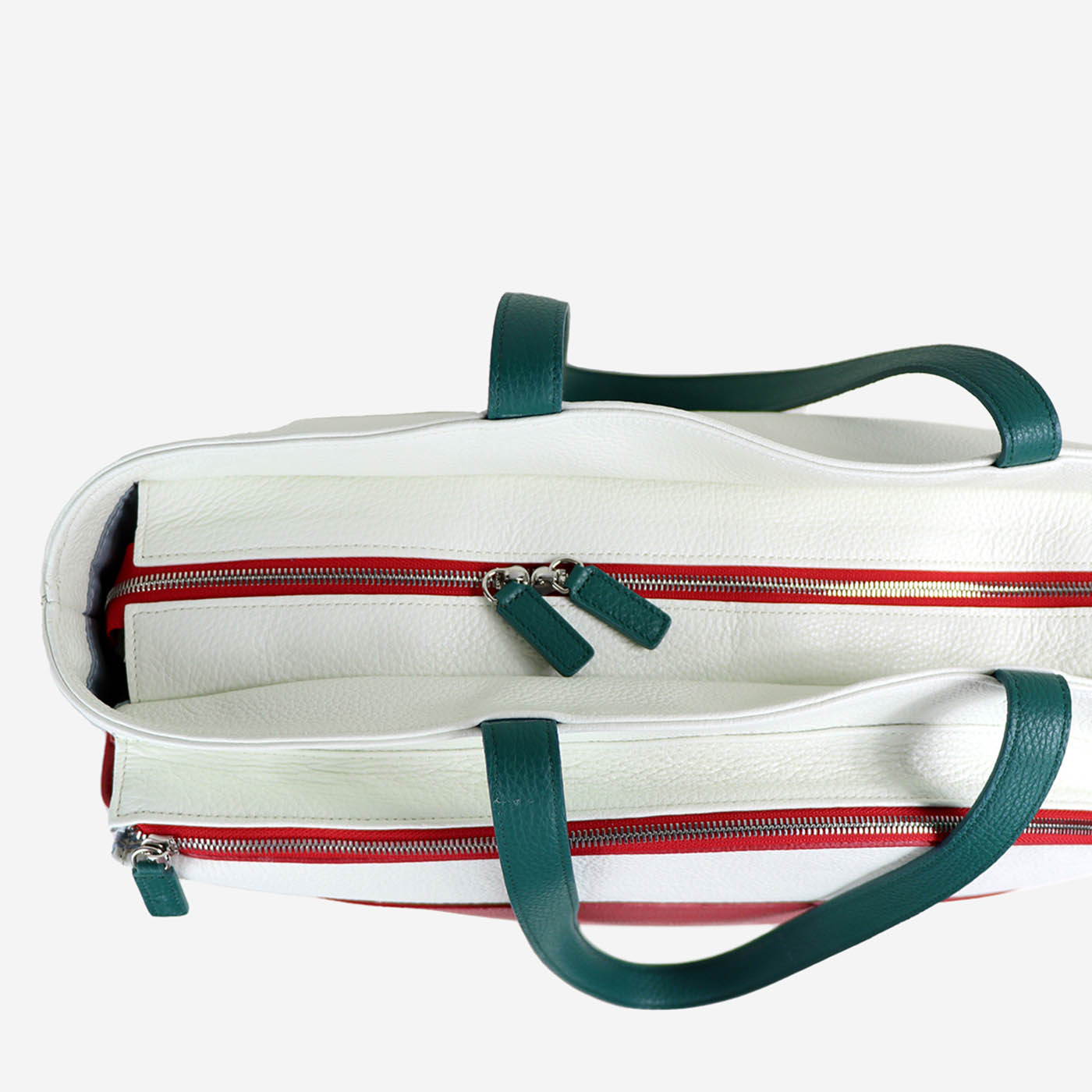 Bolsa de deporte blanca y roja con bolsillo en forma de raqueta de tenis - Vista alternativa 1