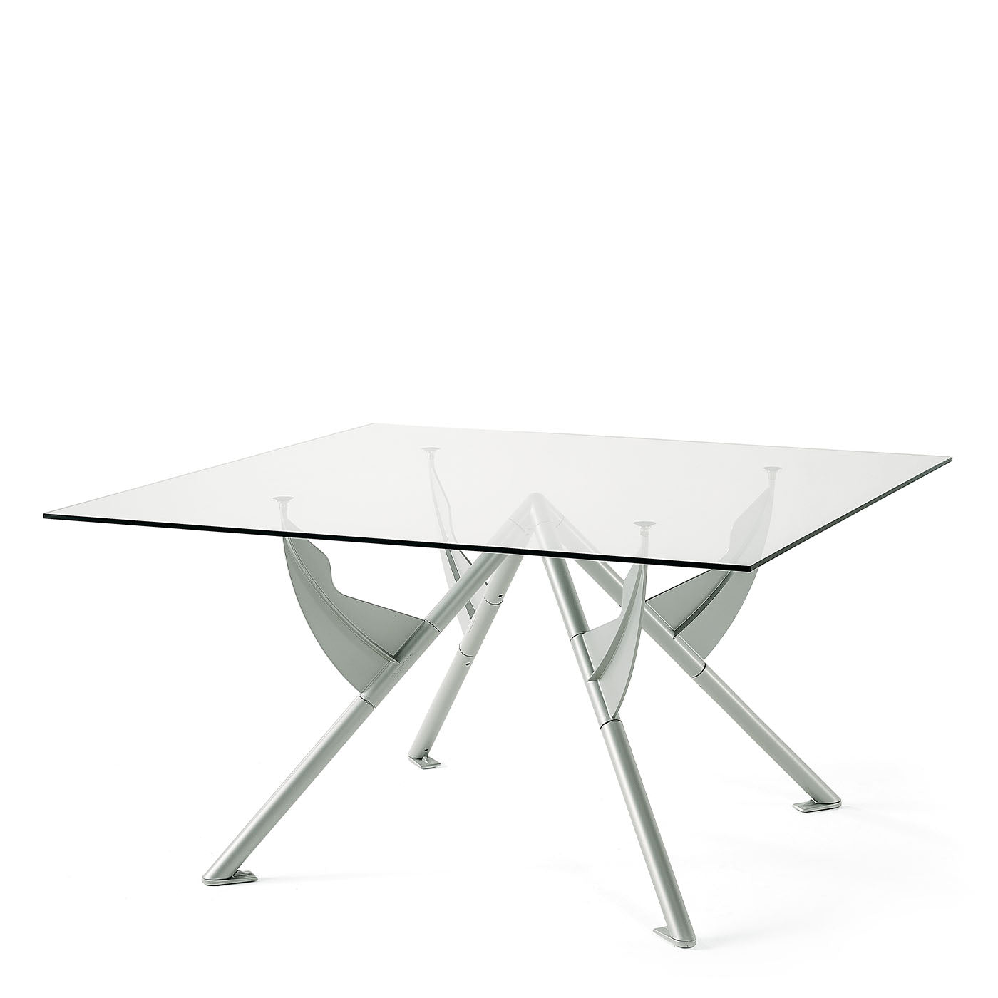 President M Polished Aluminum and Glass Dining Table - Alternative view 1